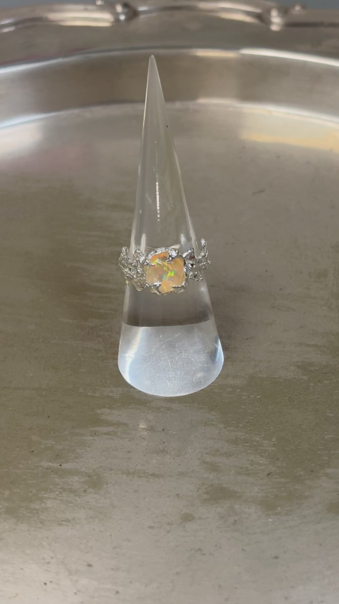 Ignite ring - mexican opal - yellow/silver