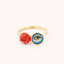 Ring mystic eye and red coral