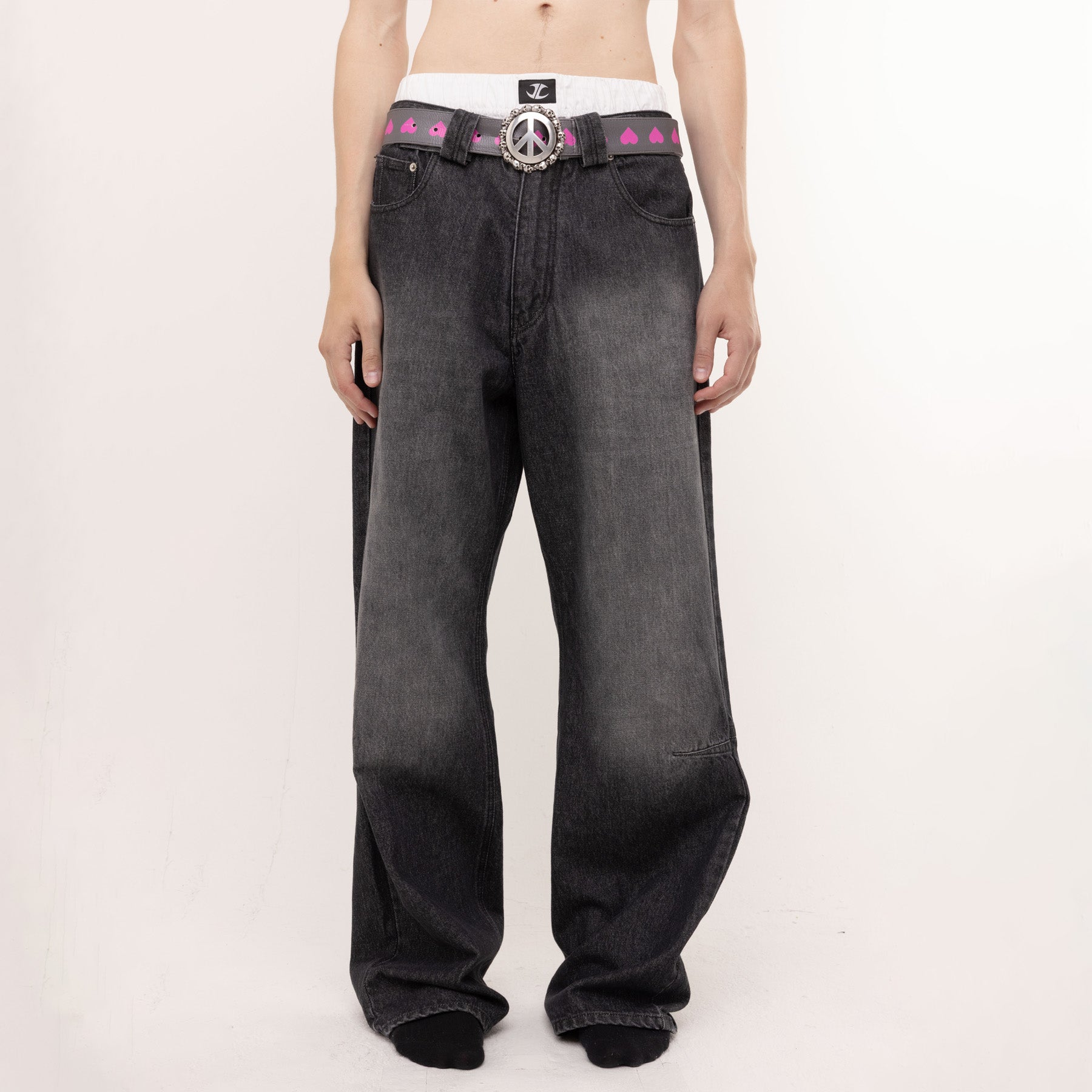 Belt w/ peace buckle - hearts