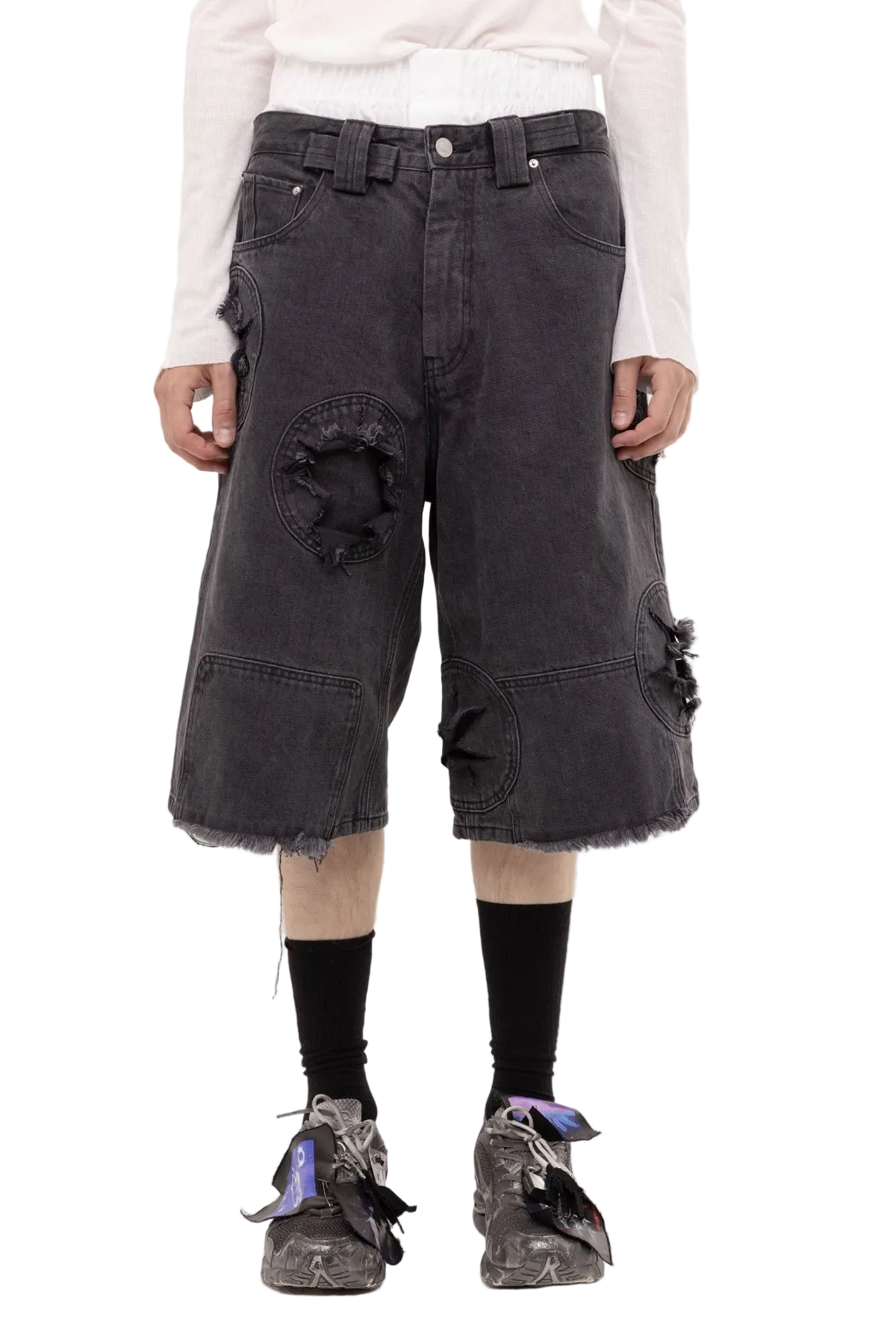 Vers denim shorts - black