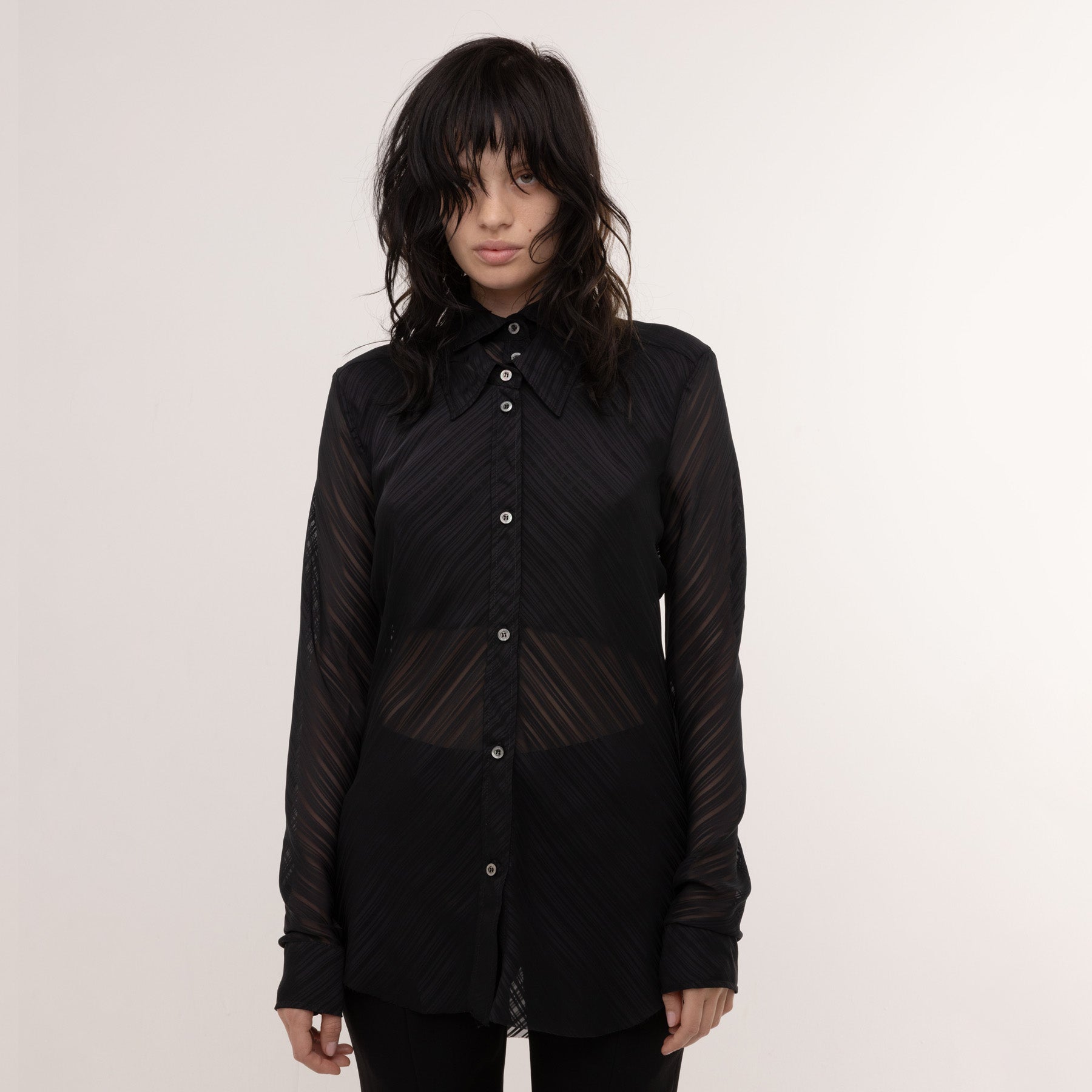 Womens spice shirt - black sheer