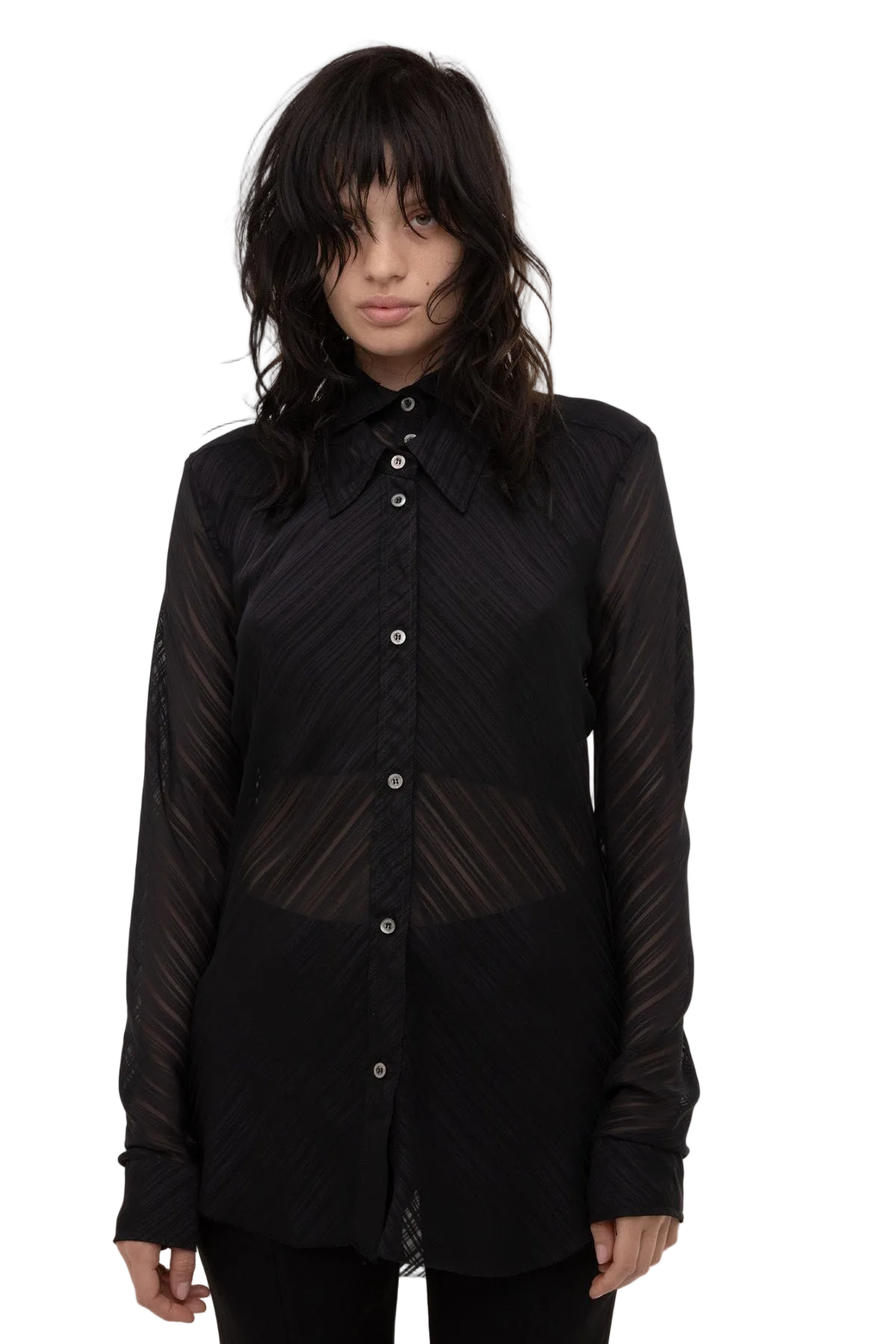 Womens spice shirt - black sheer