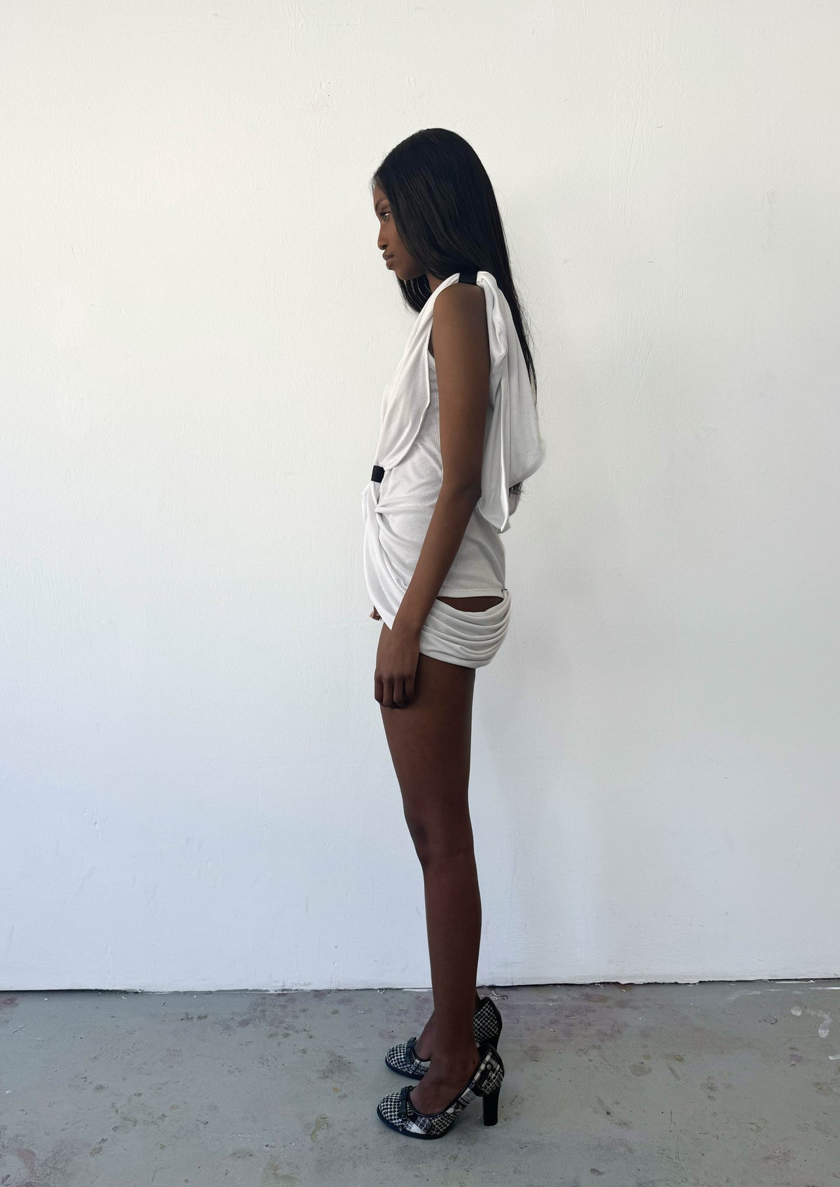 Draped wing tank top