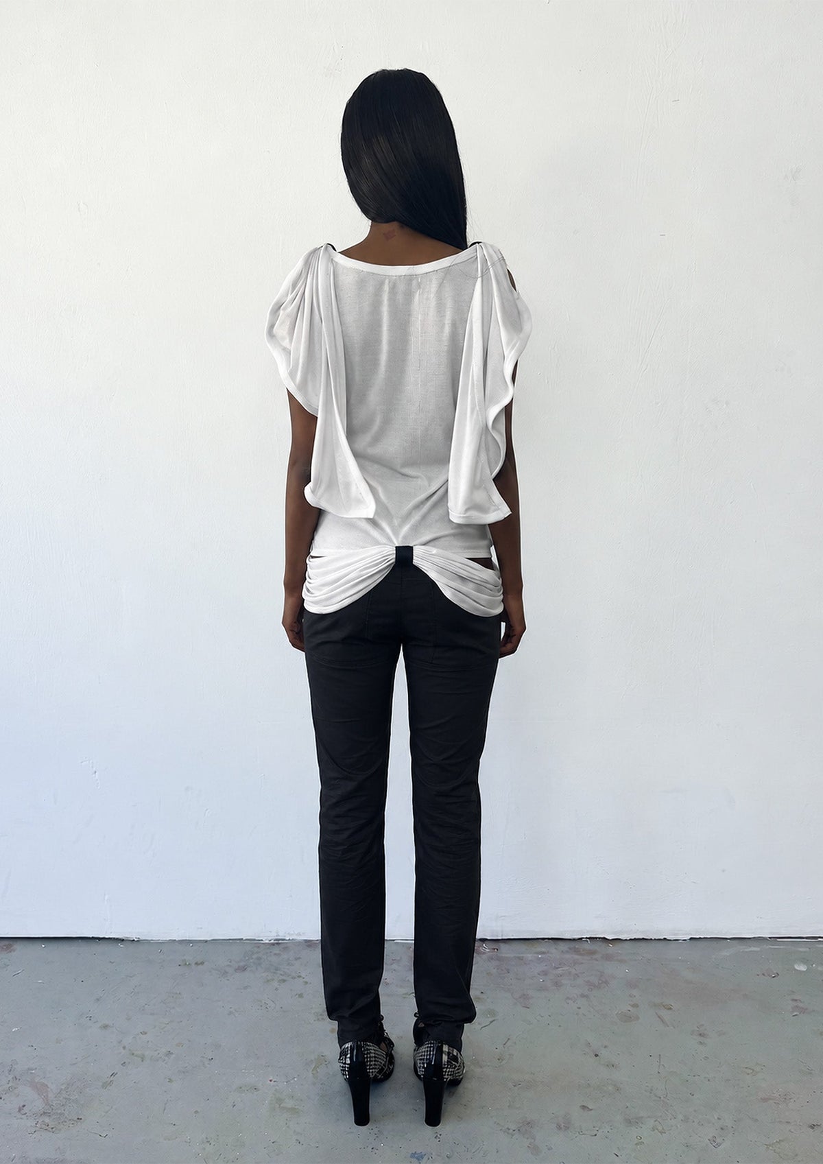 Draped wing tank top