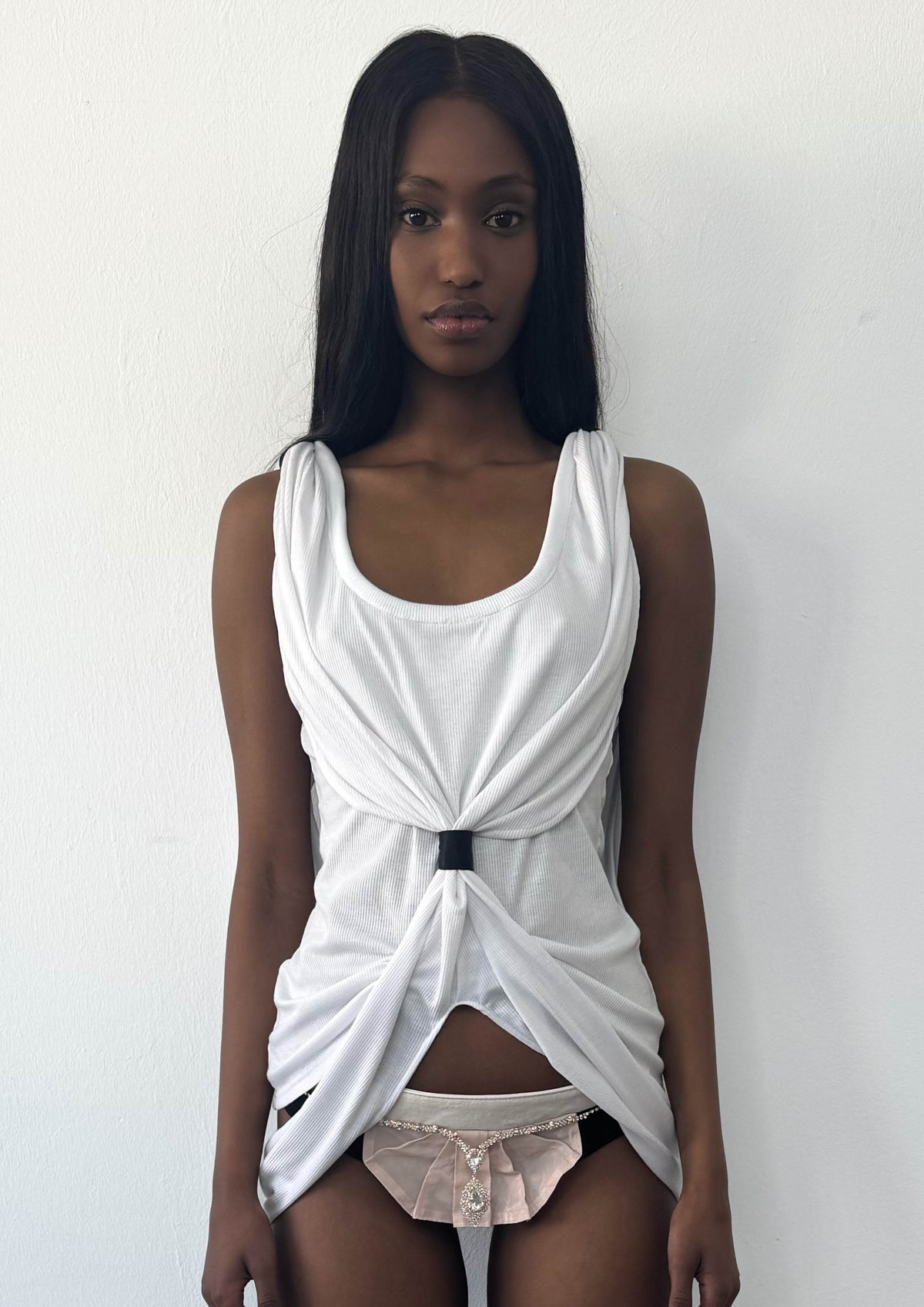 Draped wing tank top