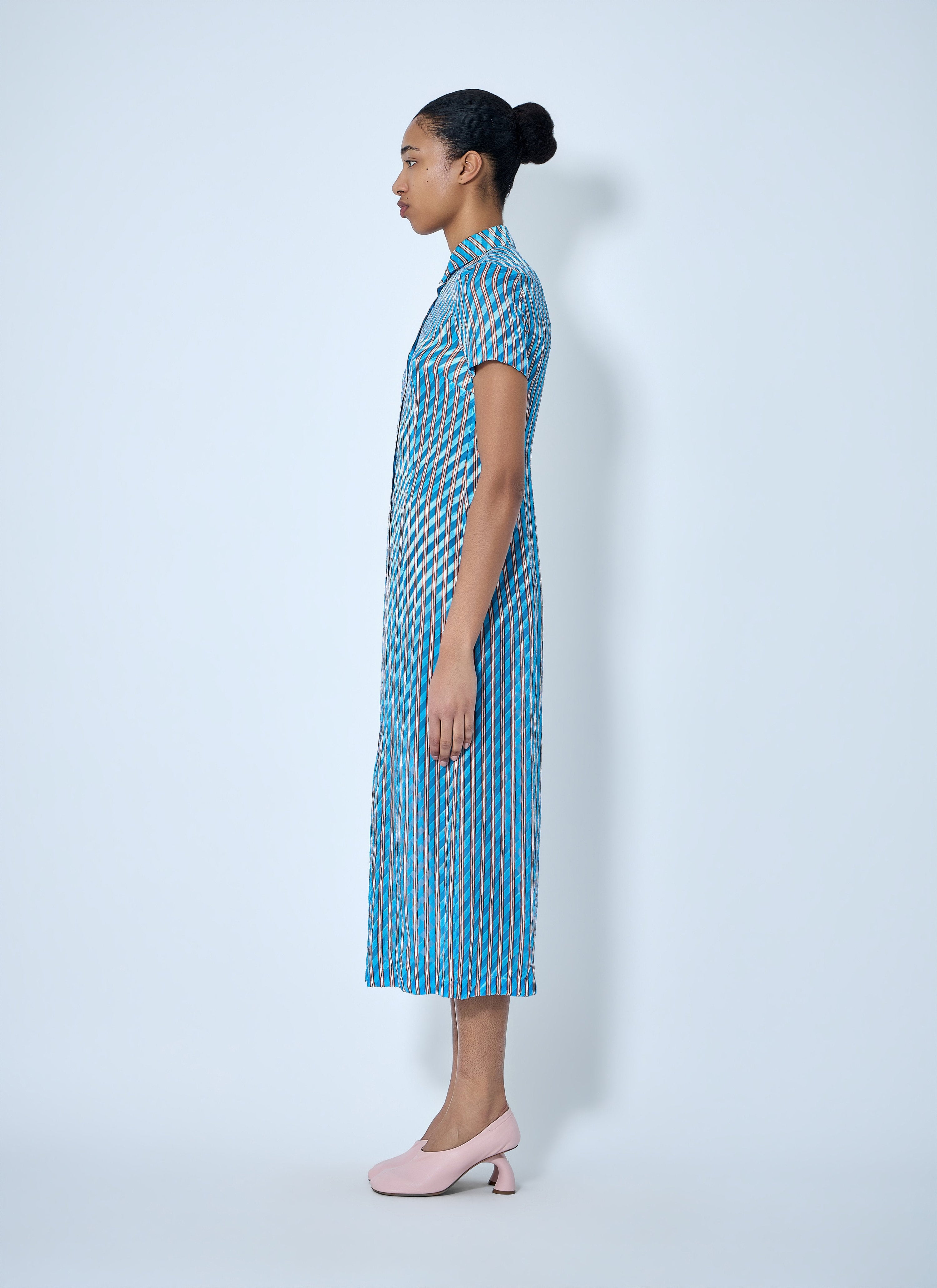 Striped midi shirt dress
