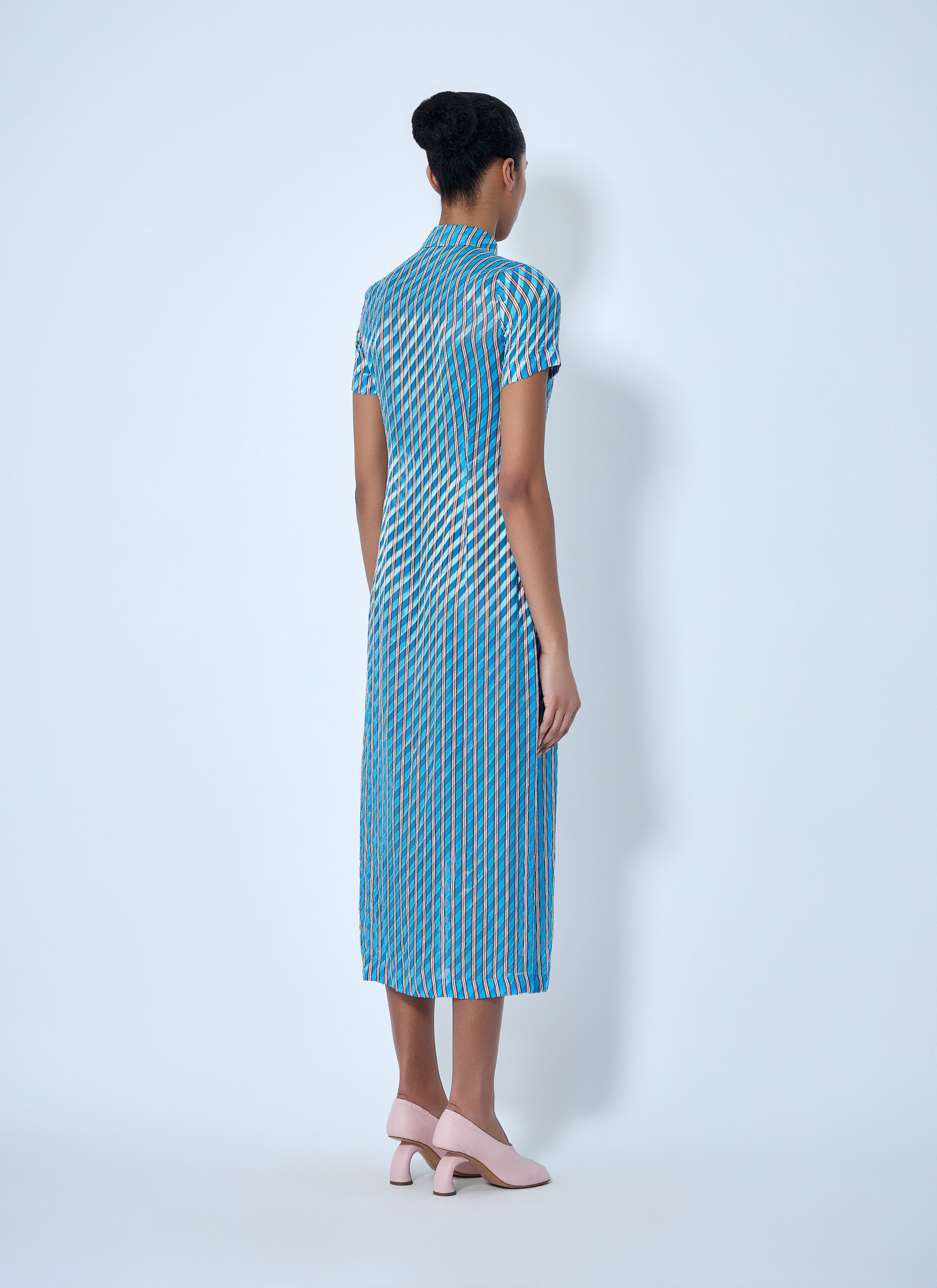 Striped midi shirt dress