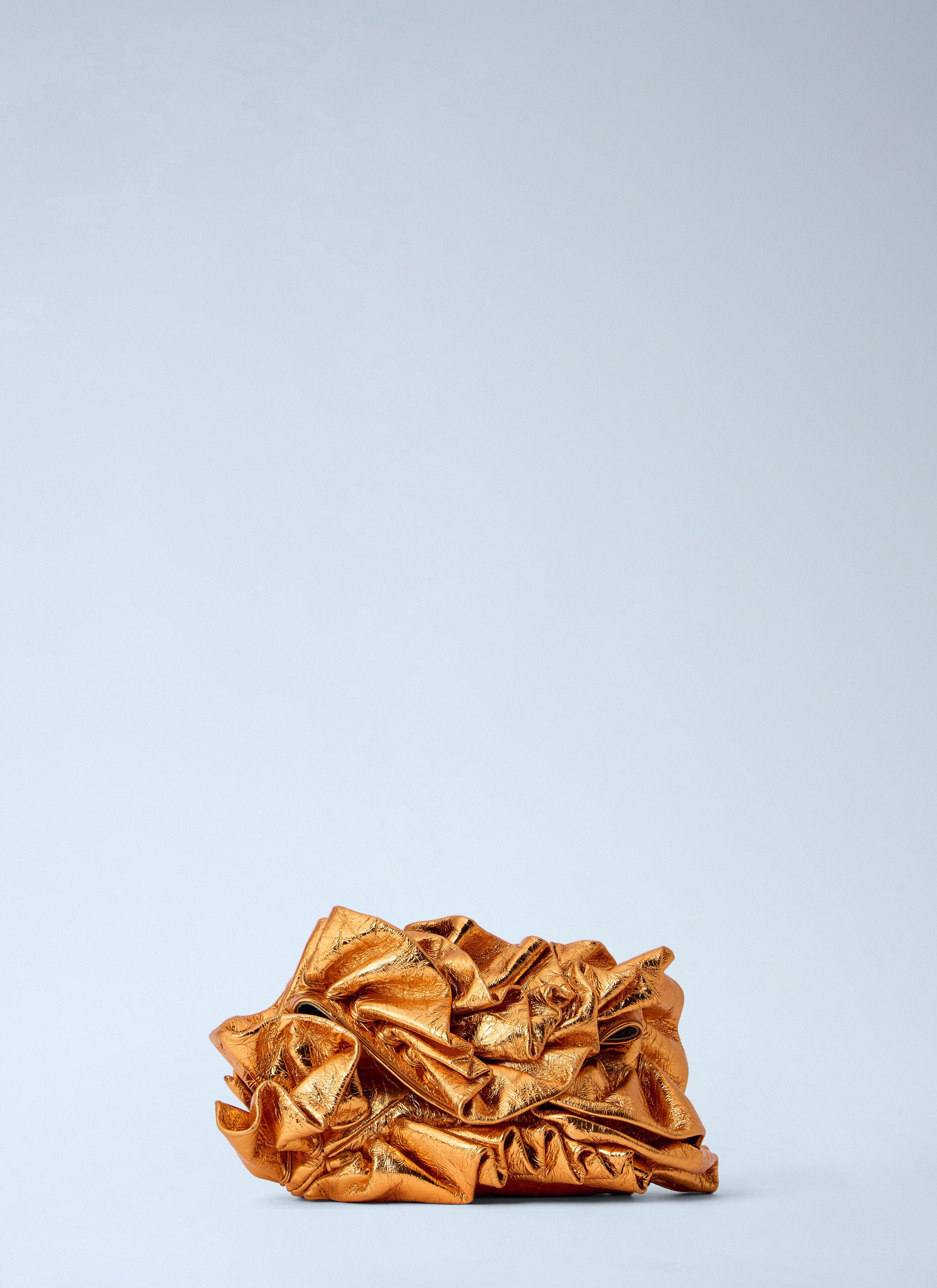 Ruffled crinkled leather clutch bag