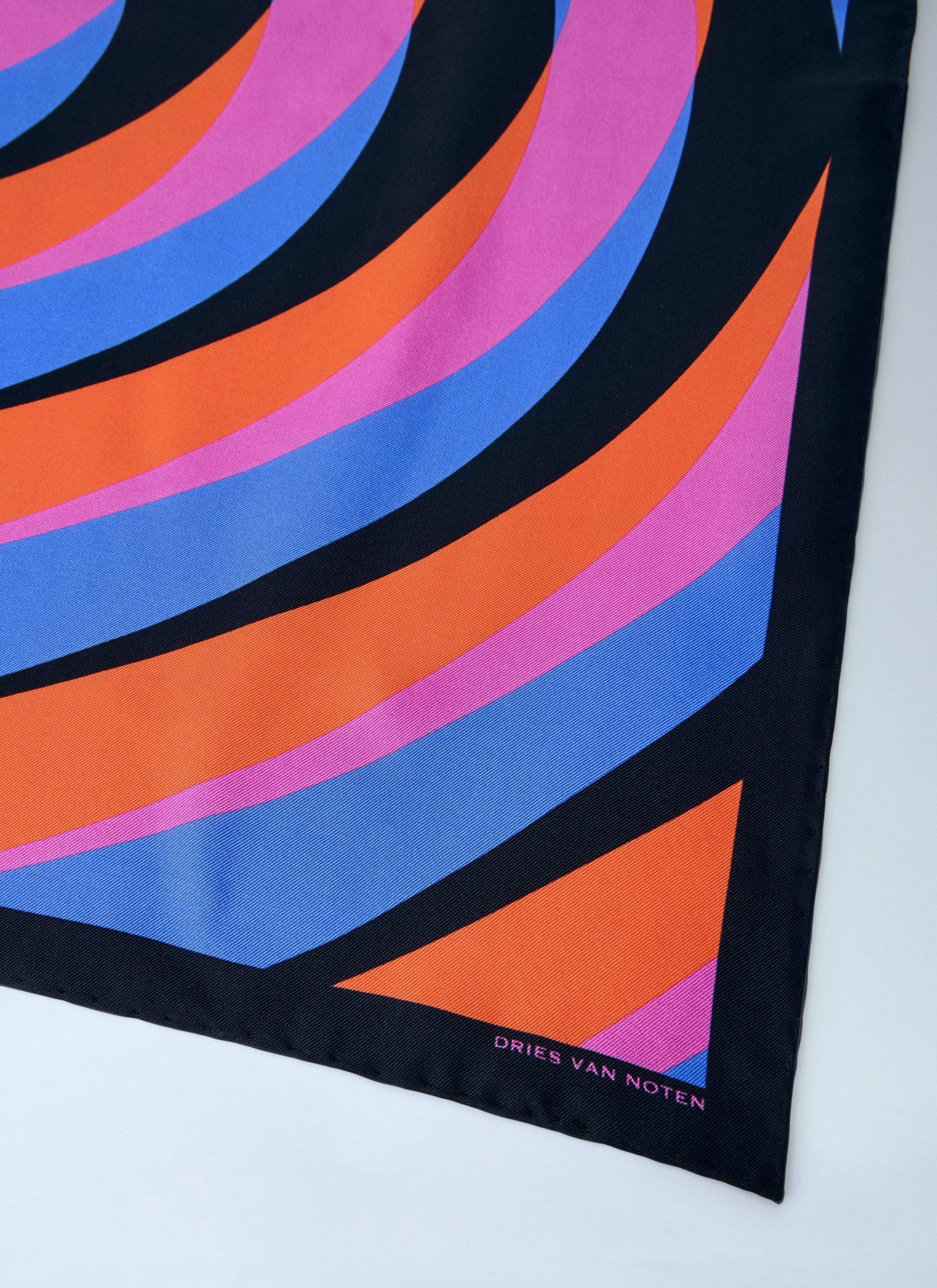 Geometric patterned silk scarf