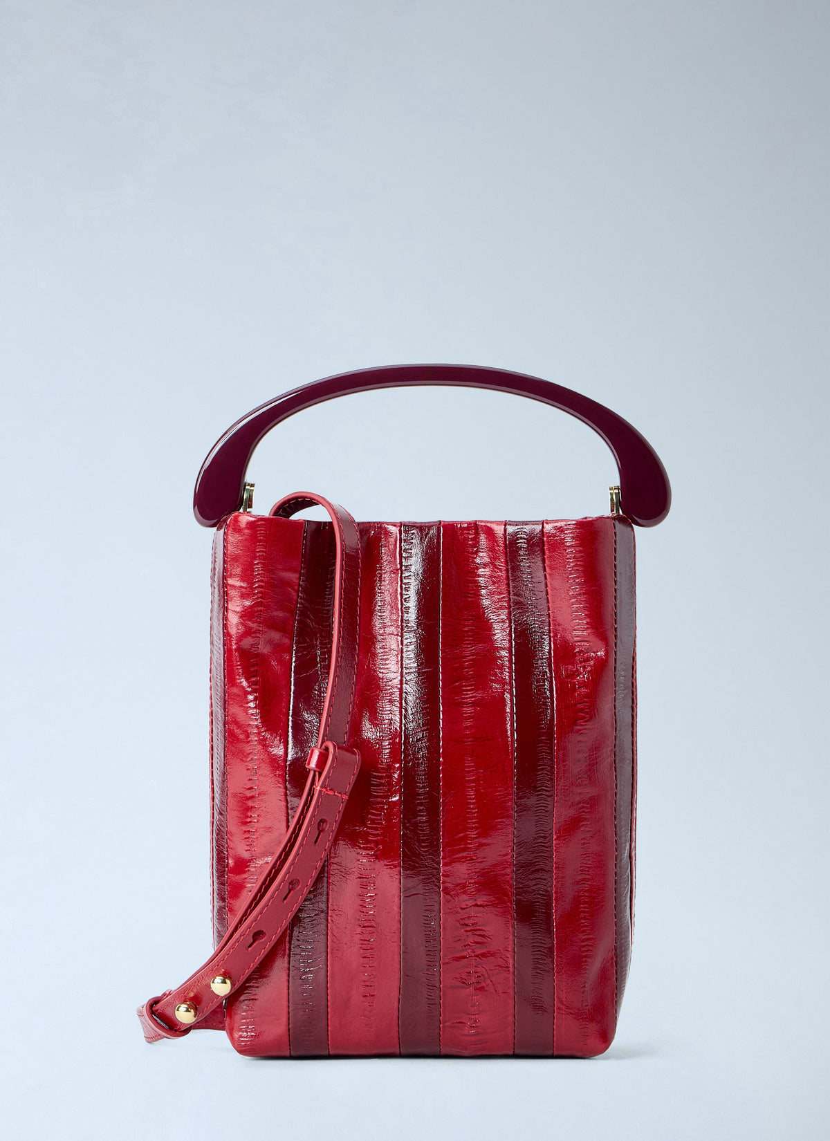 Striped handle handbag