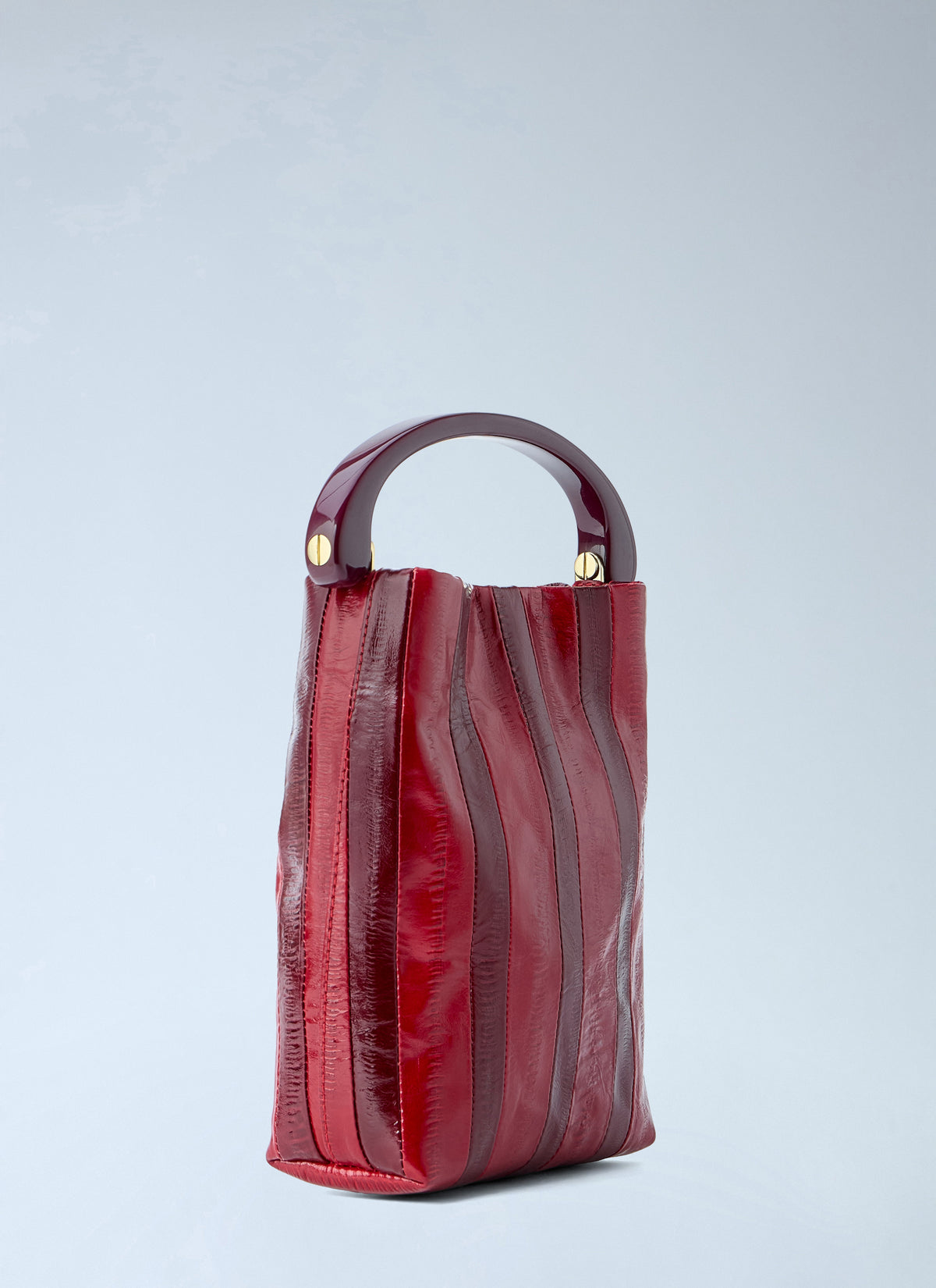 Striped handle handbag