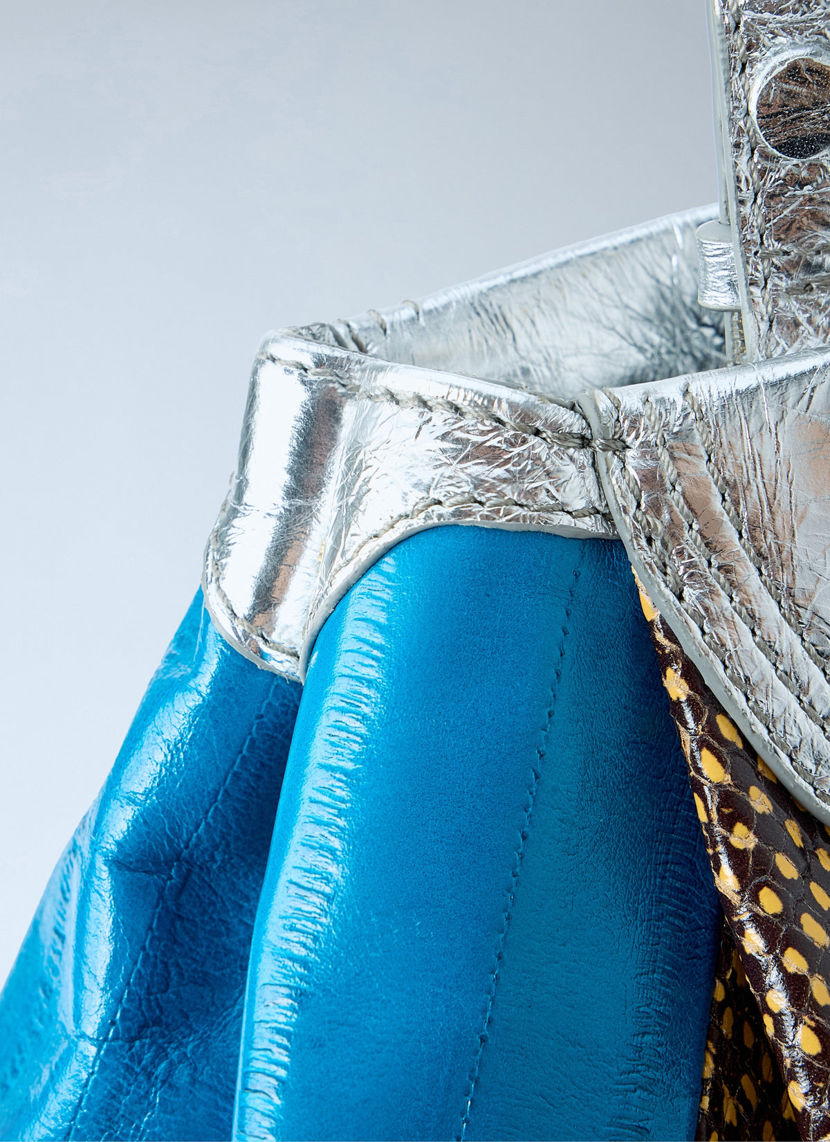 Textured leather shoulder bag
