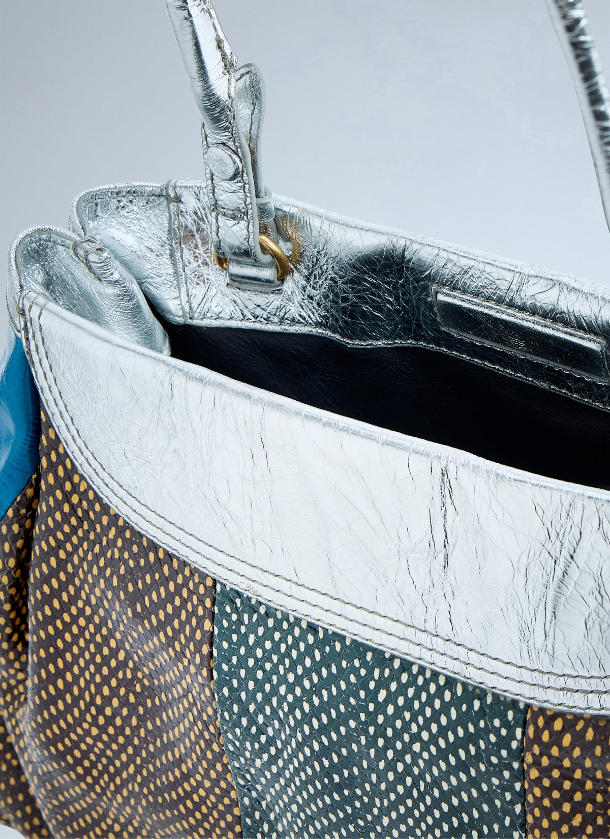 Textured leather shoulder bag
