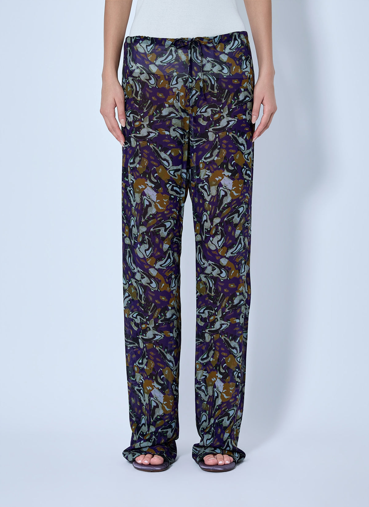 Pachas printed silk straight pants