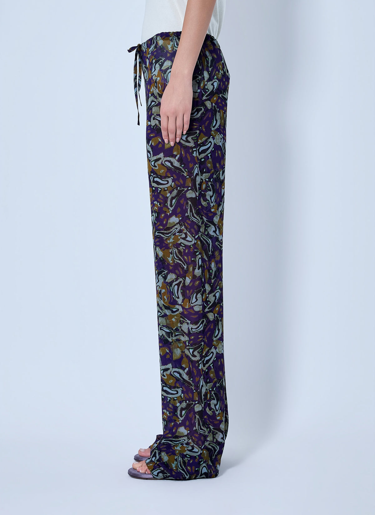 Pachas printed silk straight pants