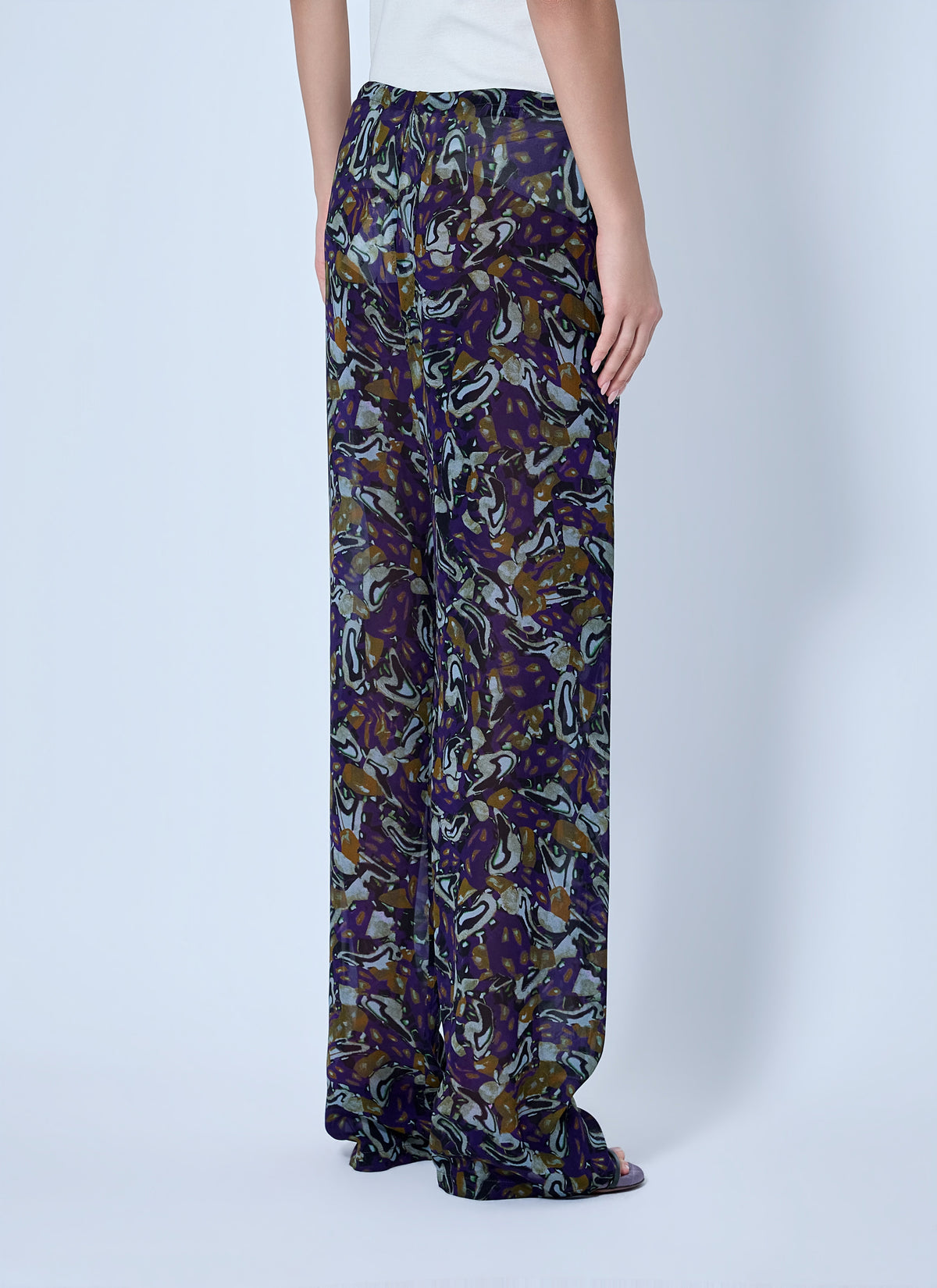 Pachas printed silk straight pants