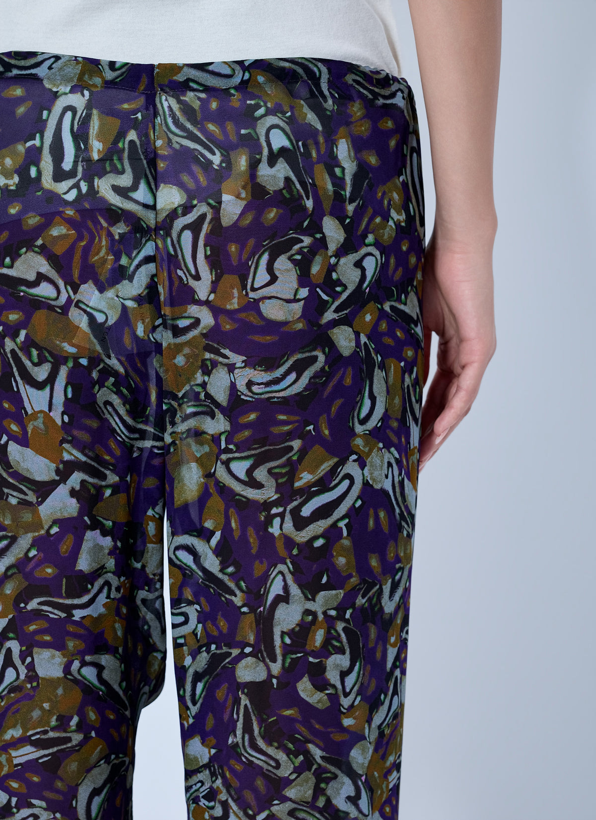 Pachas printed silk straight pants