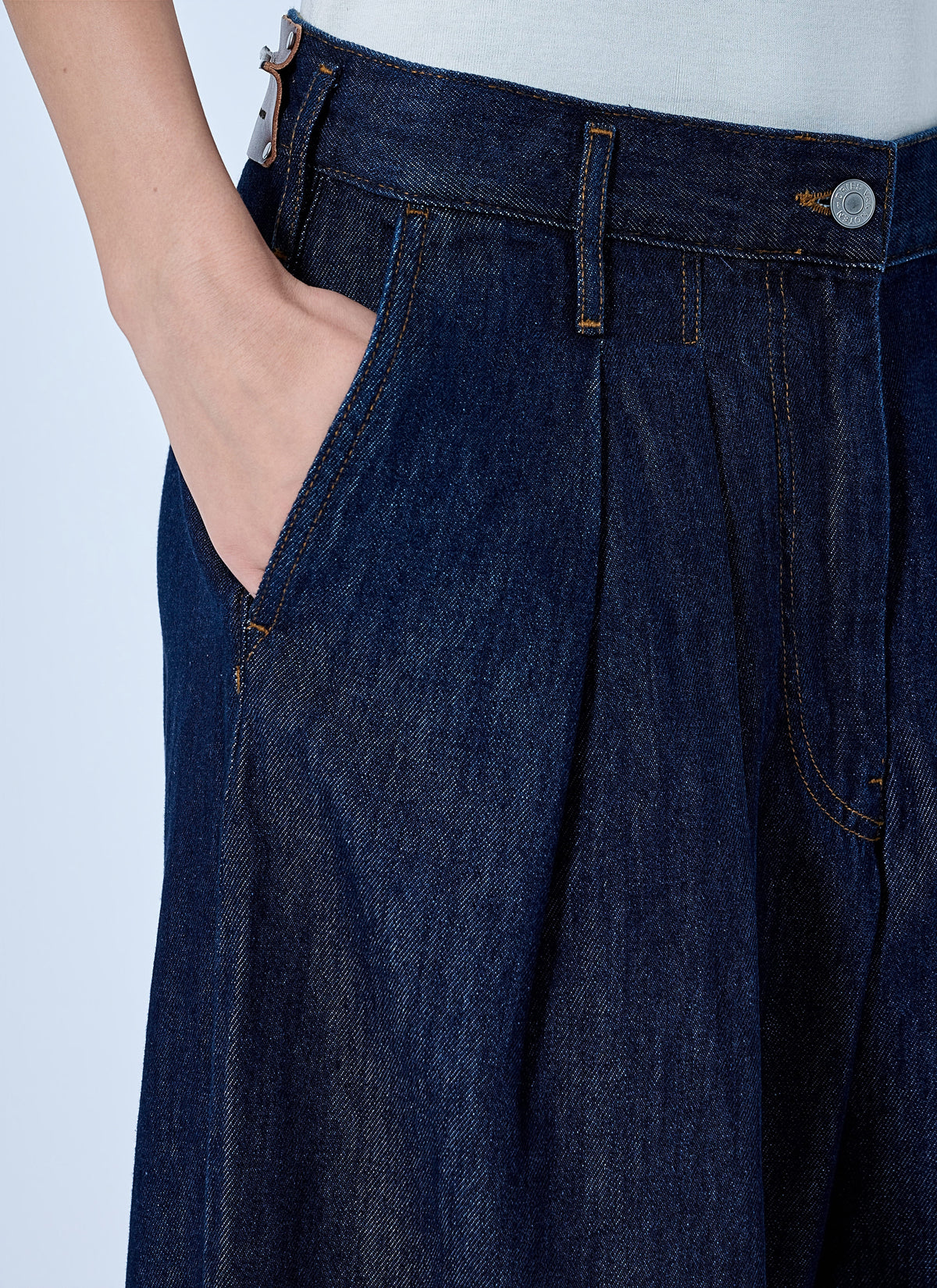 Wide-leg denim trousers