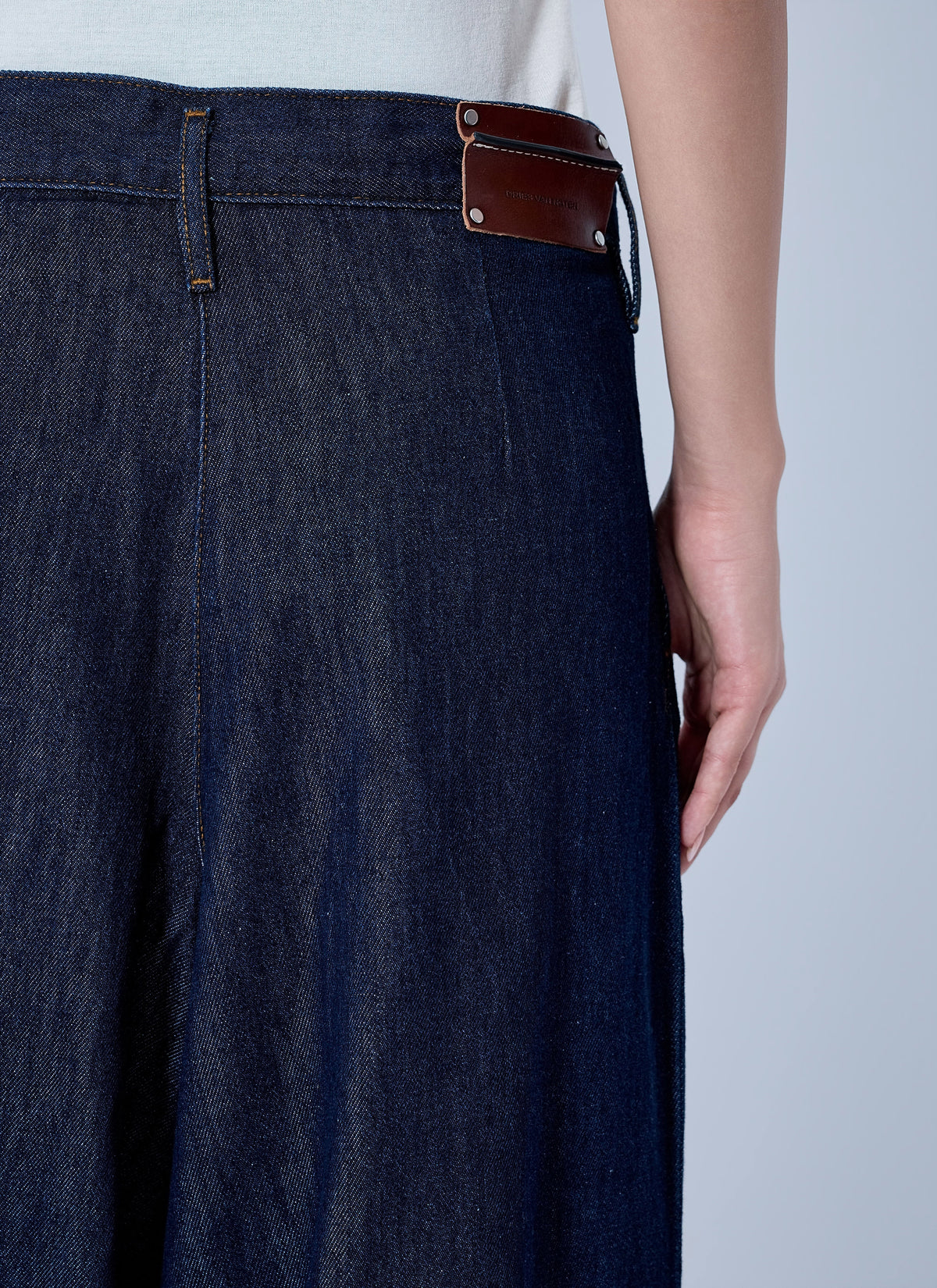 Wide-leg denim trousers