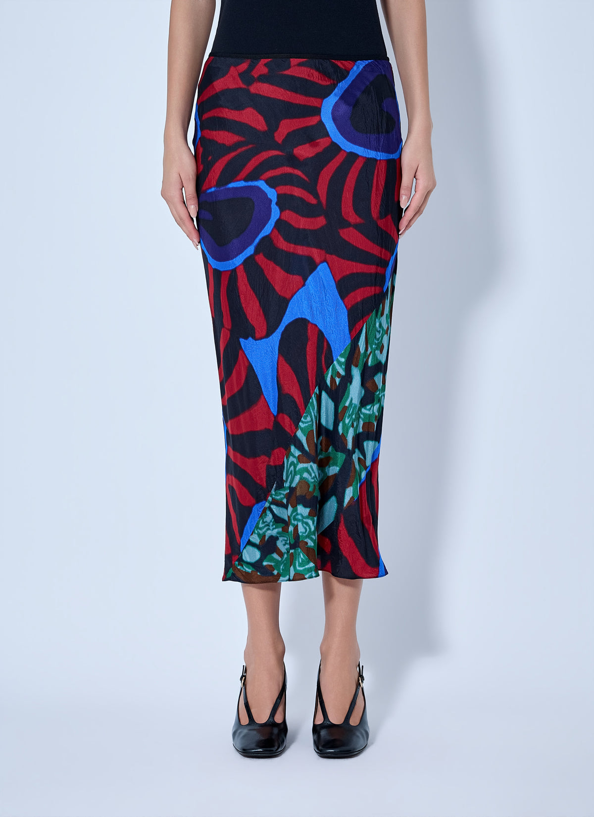 Abstract pattern midi skirt