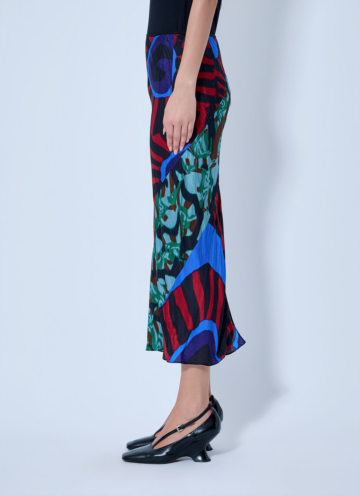 Abstract pattern midi skirt