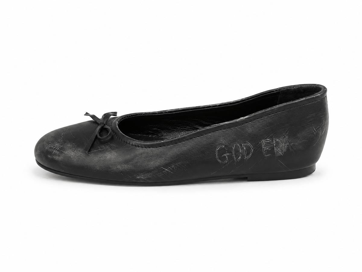 Scratched ballet flats