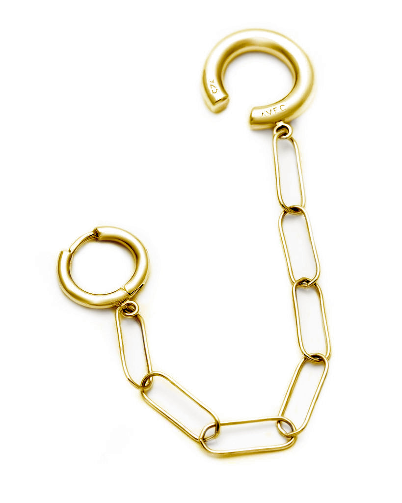 Lua chain & hoop ear-cuff