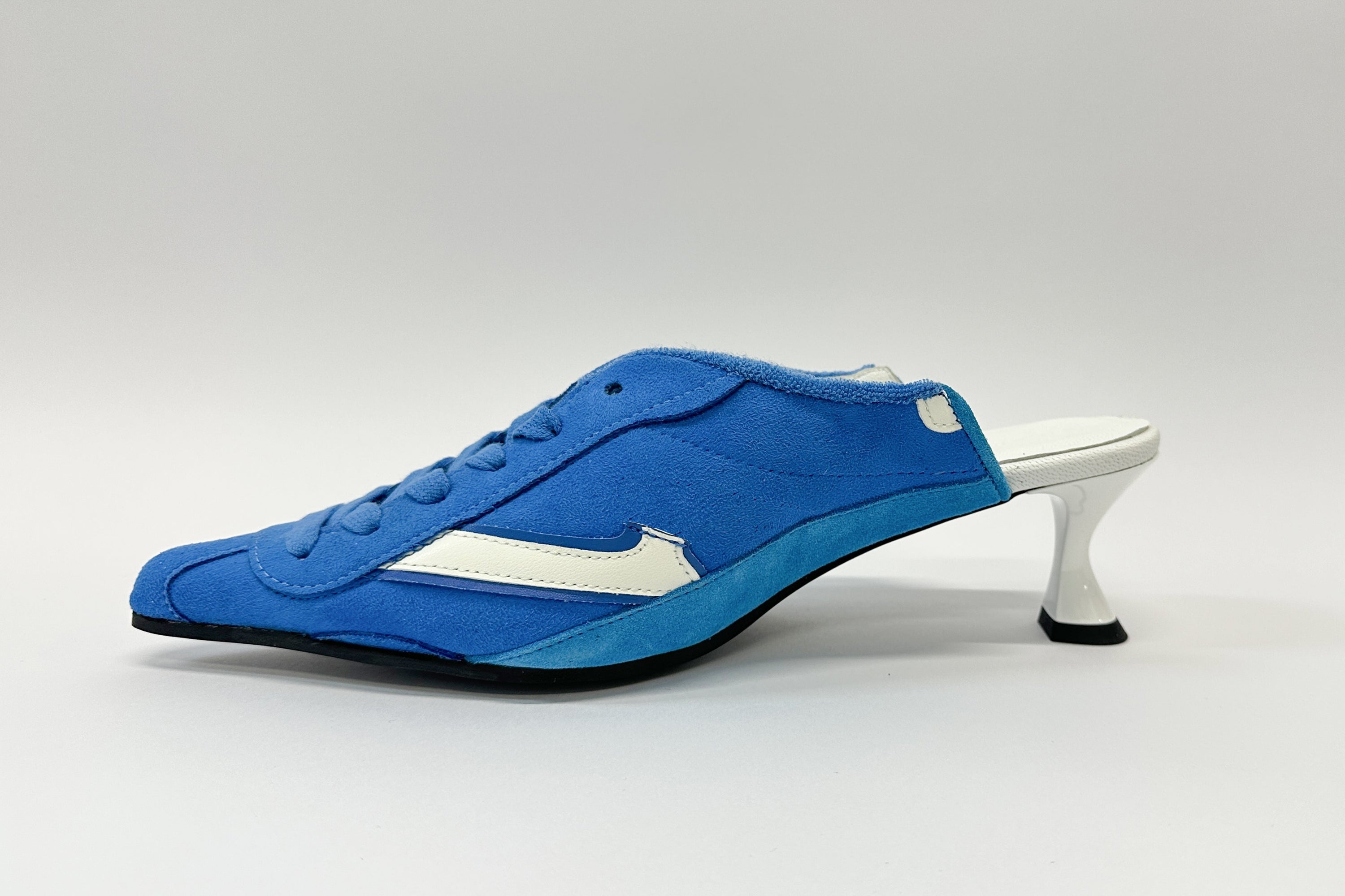 Hera- upcycled kitten heel trainers