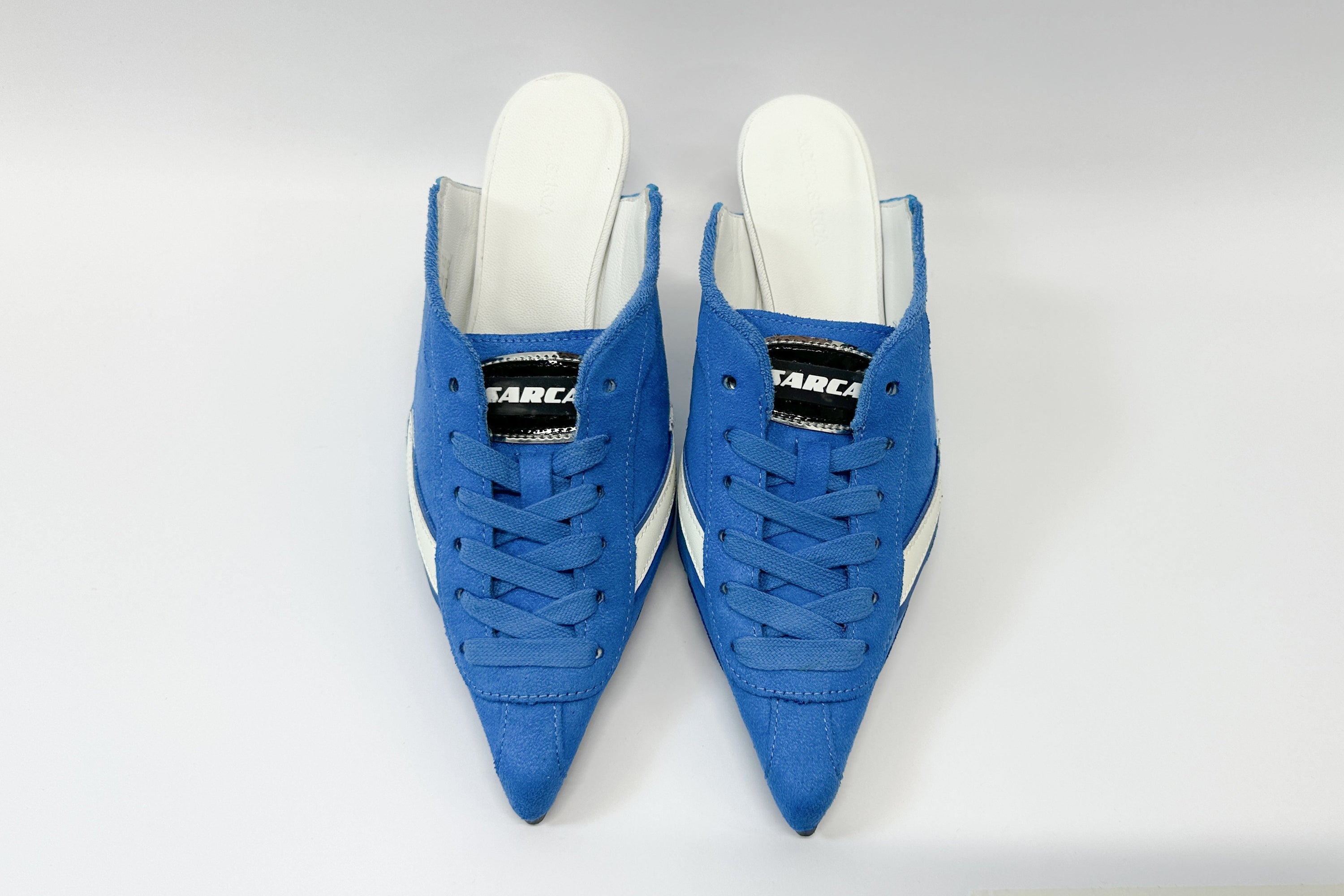 Hera- upcycled kitten heel trainers