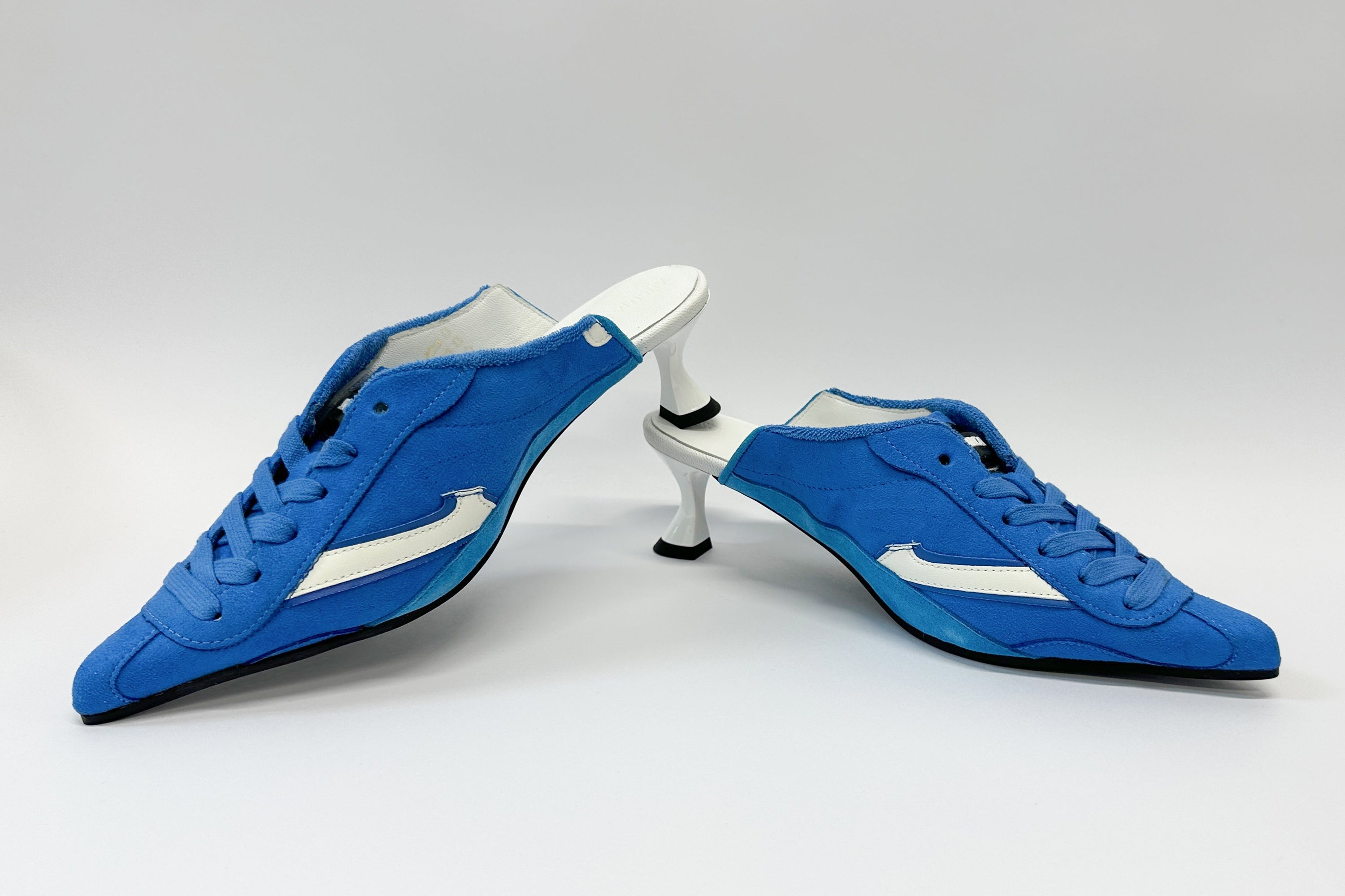 Hera- upcycled kitten heel trainers