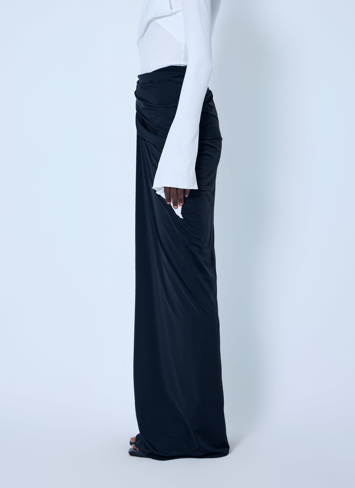 Interlock ruched draped maxi skirt