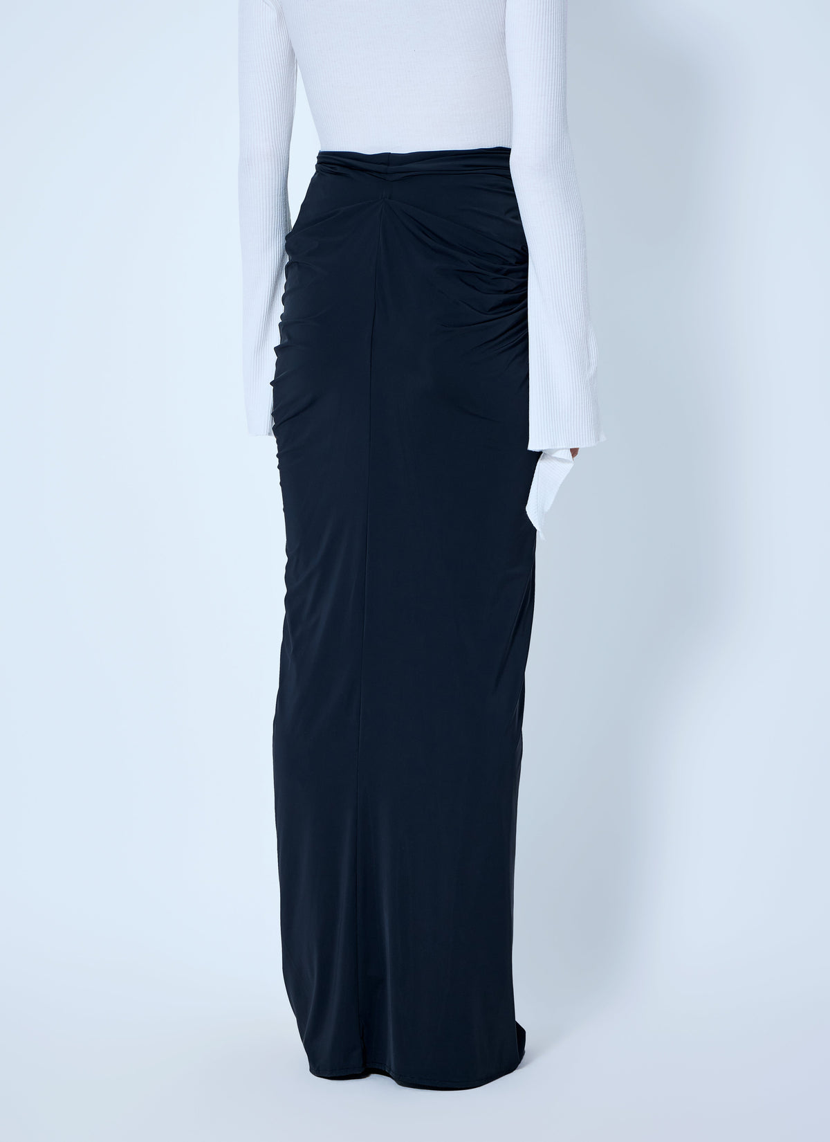 Interlock ruched draped maxi skirt