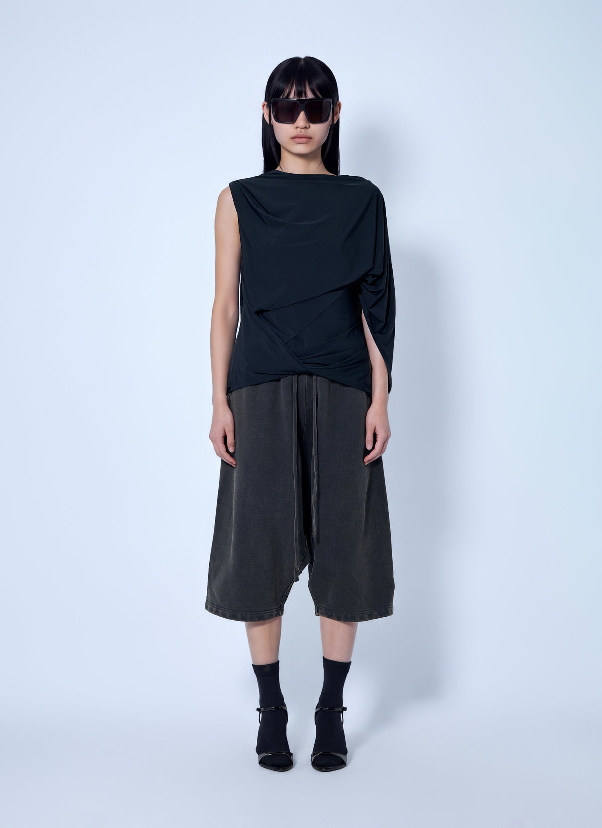 Lycra side drape top