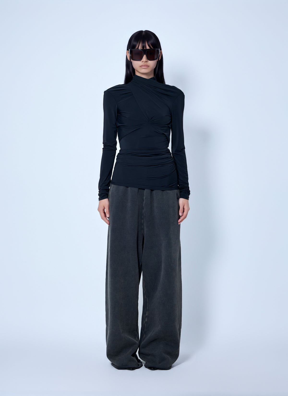 Gres draped high-neck top