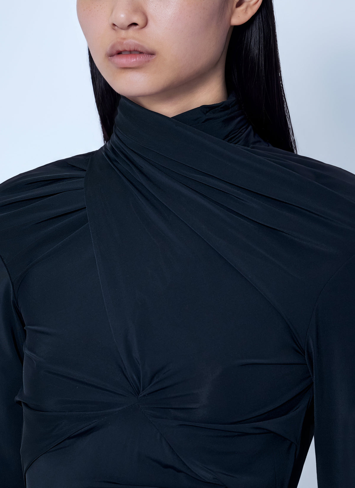 Gres draped high-neck top