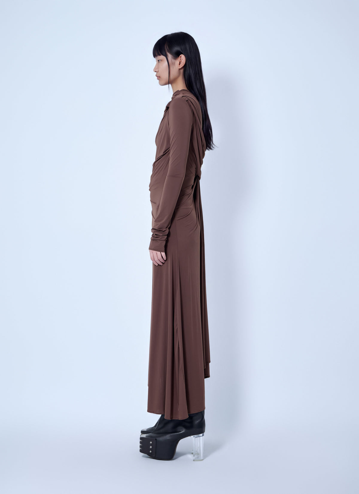 Draped long sleeve dress