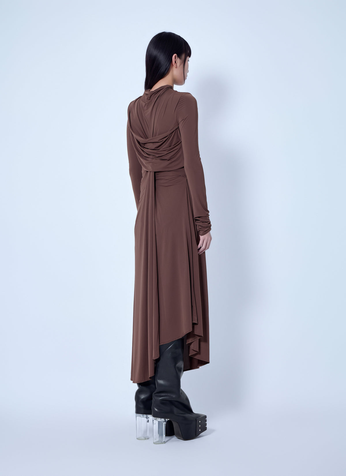 Draped long sleeve dress