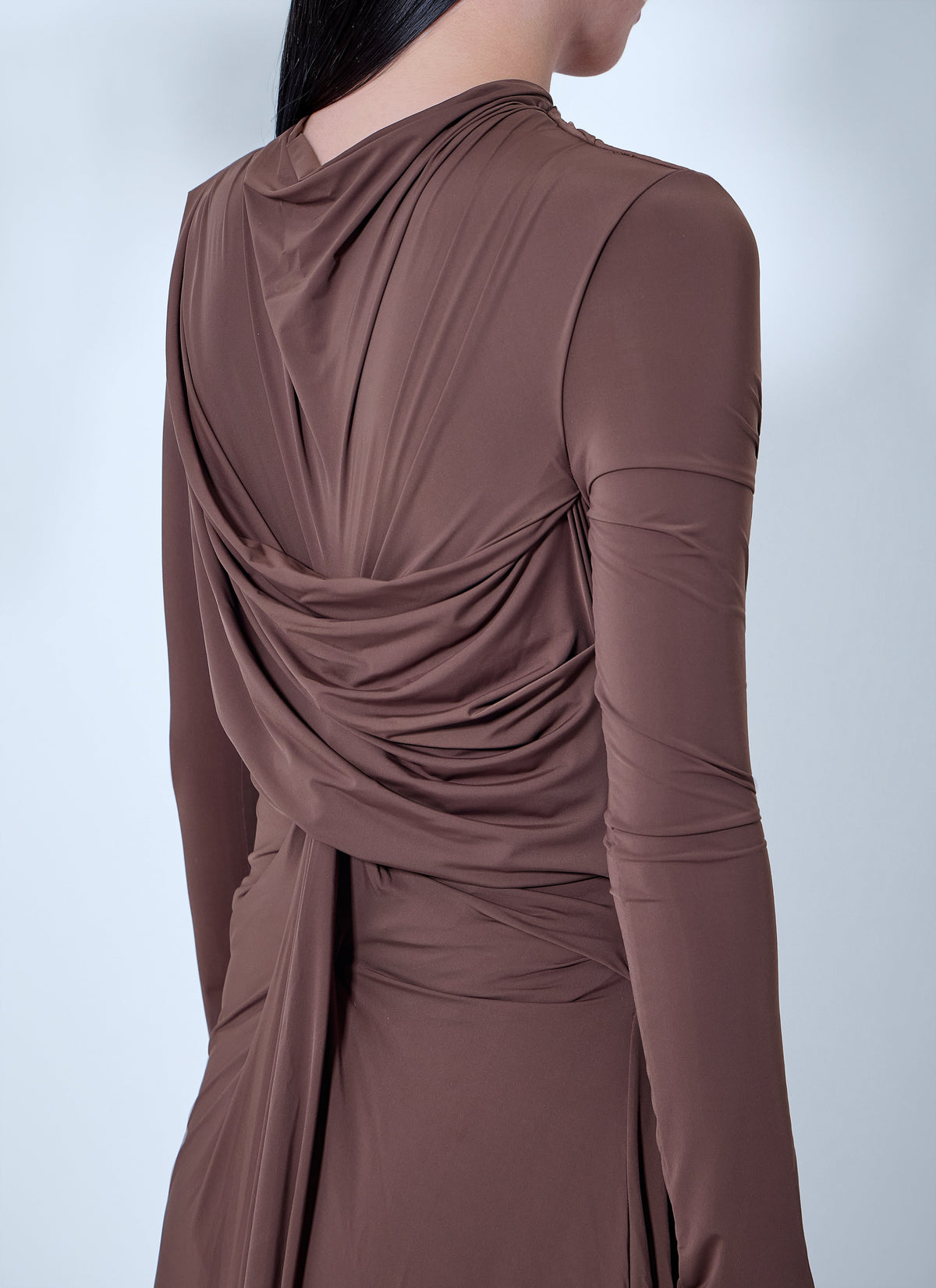 Draped long sleeve dress