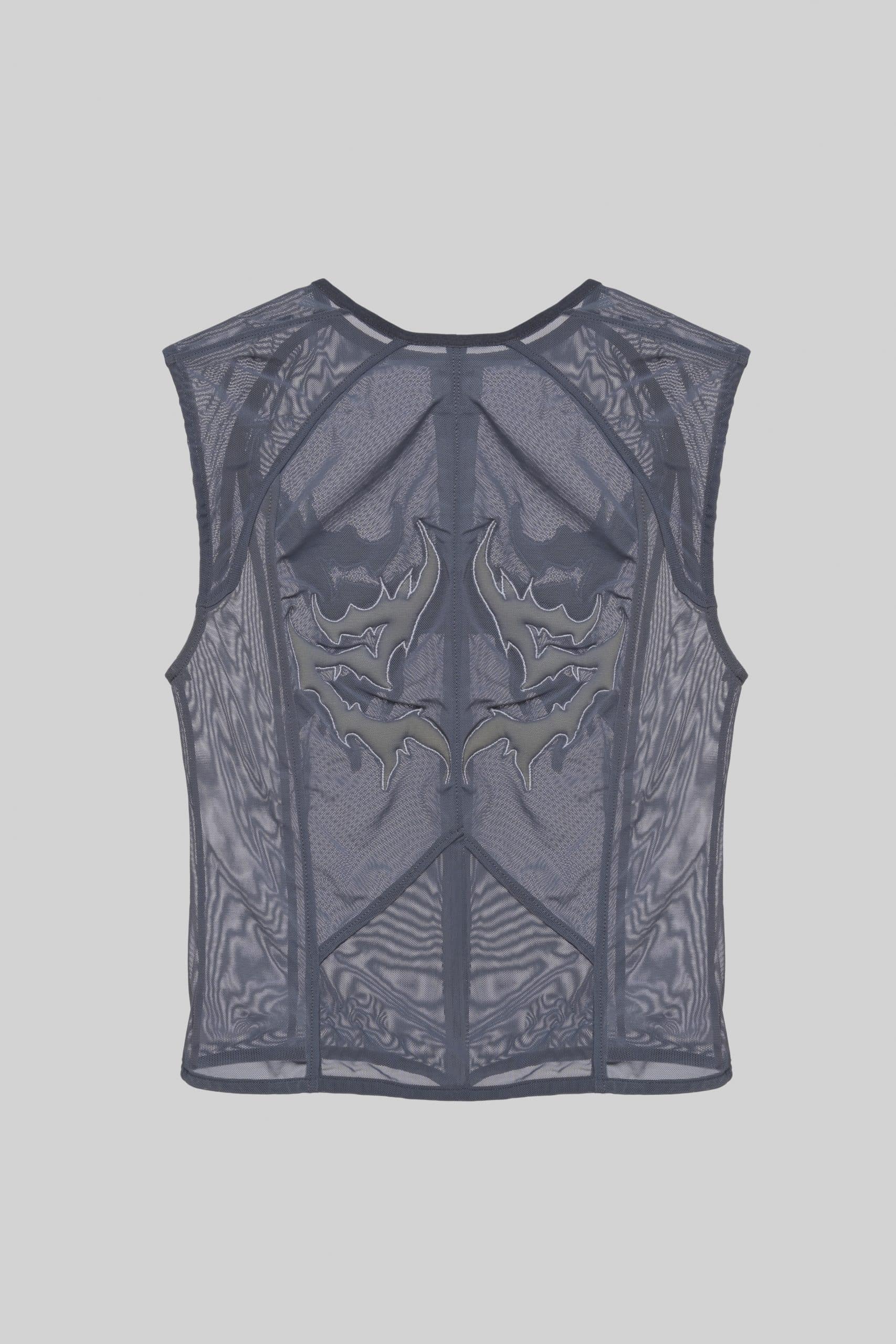 Sheer grey vest with embroidery