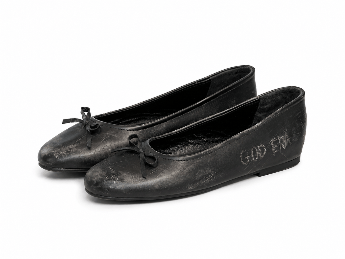 Scratched ballet flats