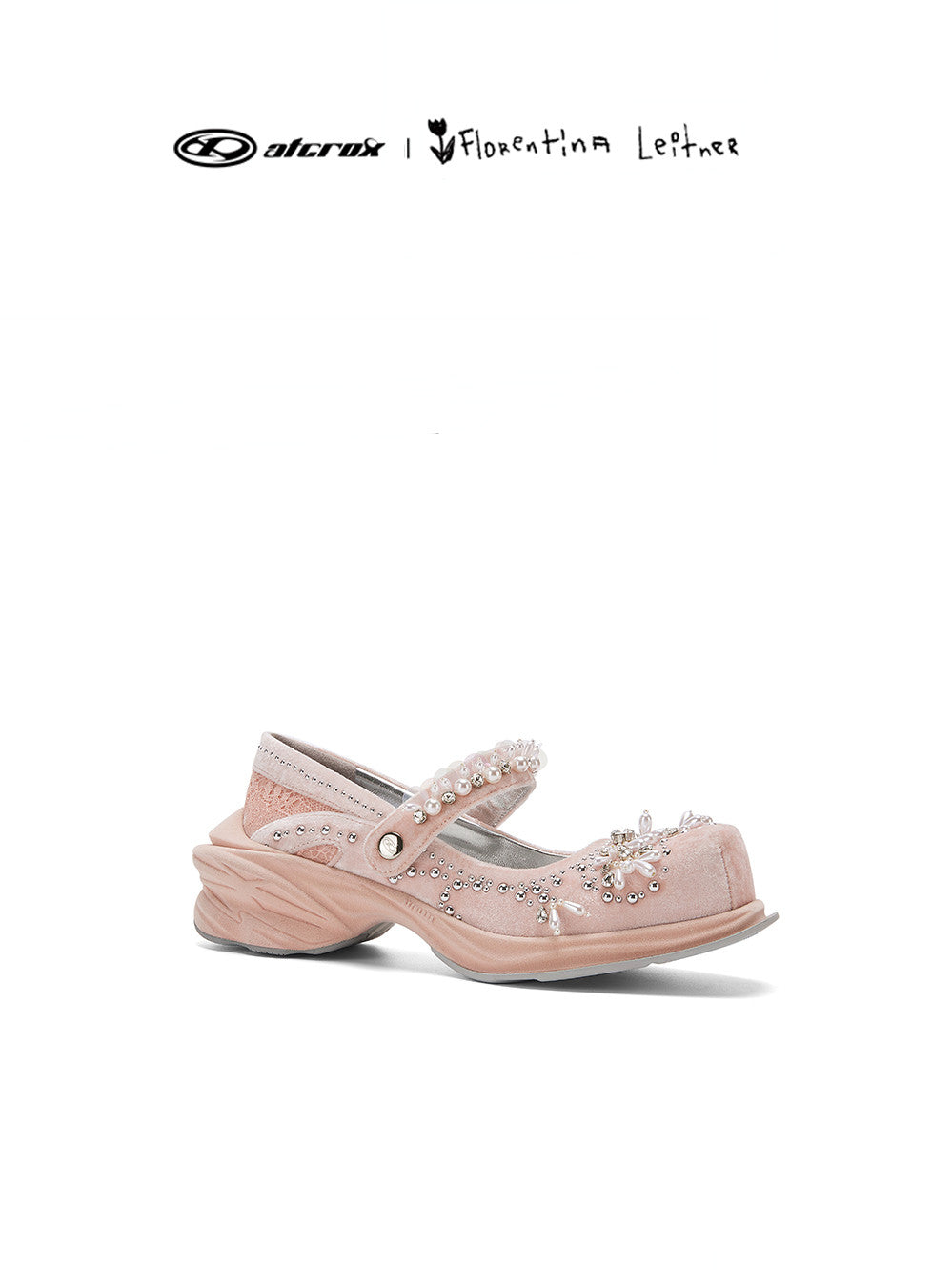Velvet pearl shoes - pink