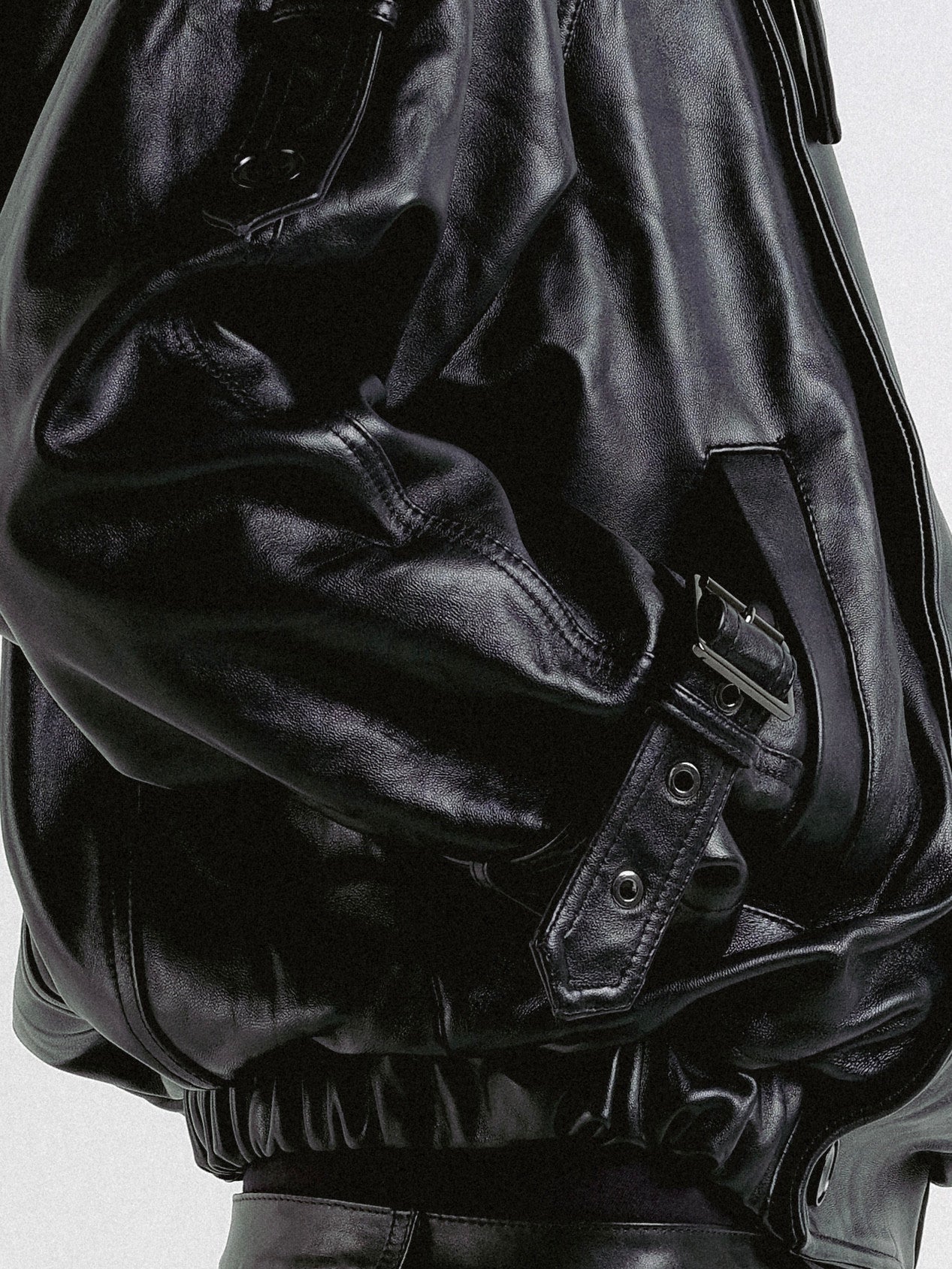 Cropped leather trench