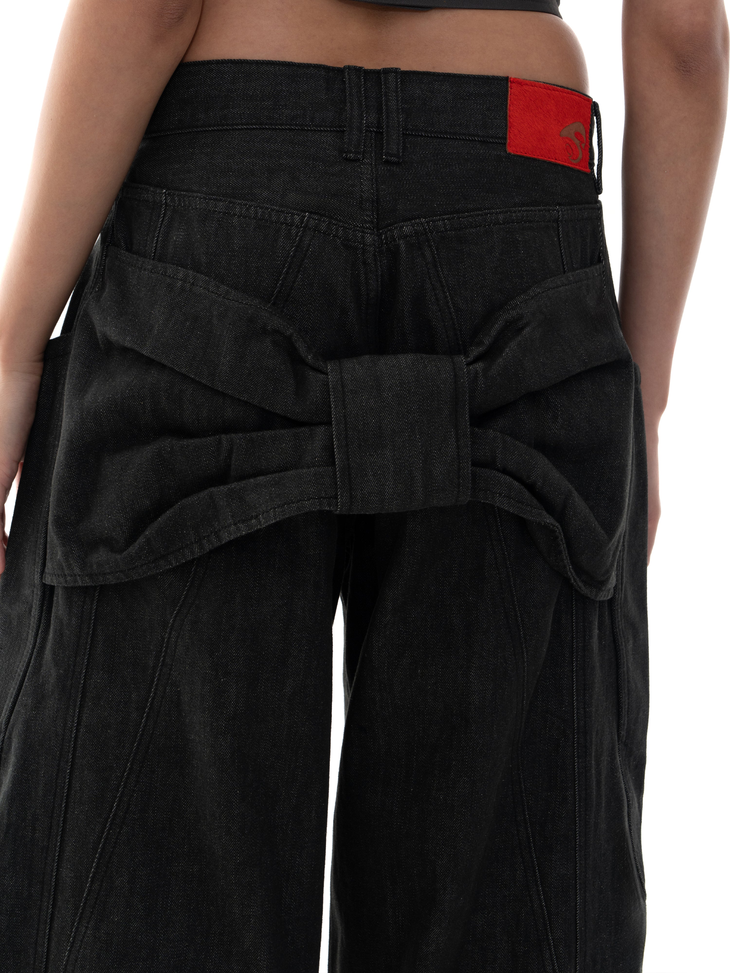 Bowed up trouser- denim- bk