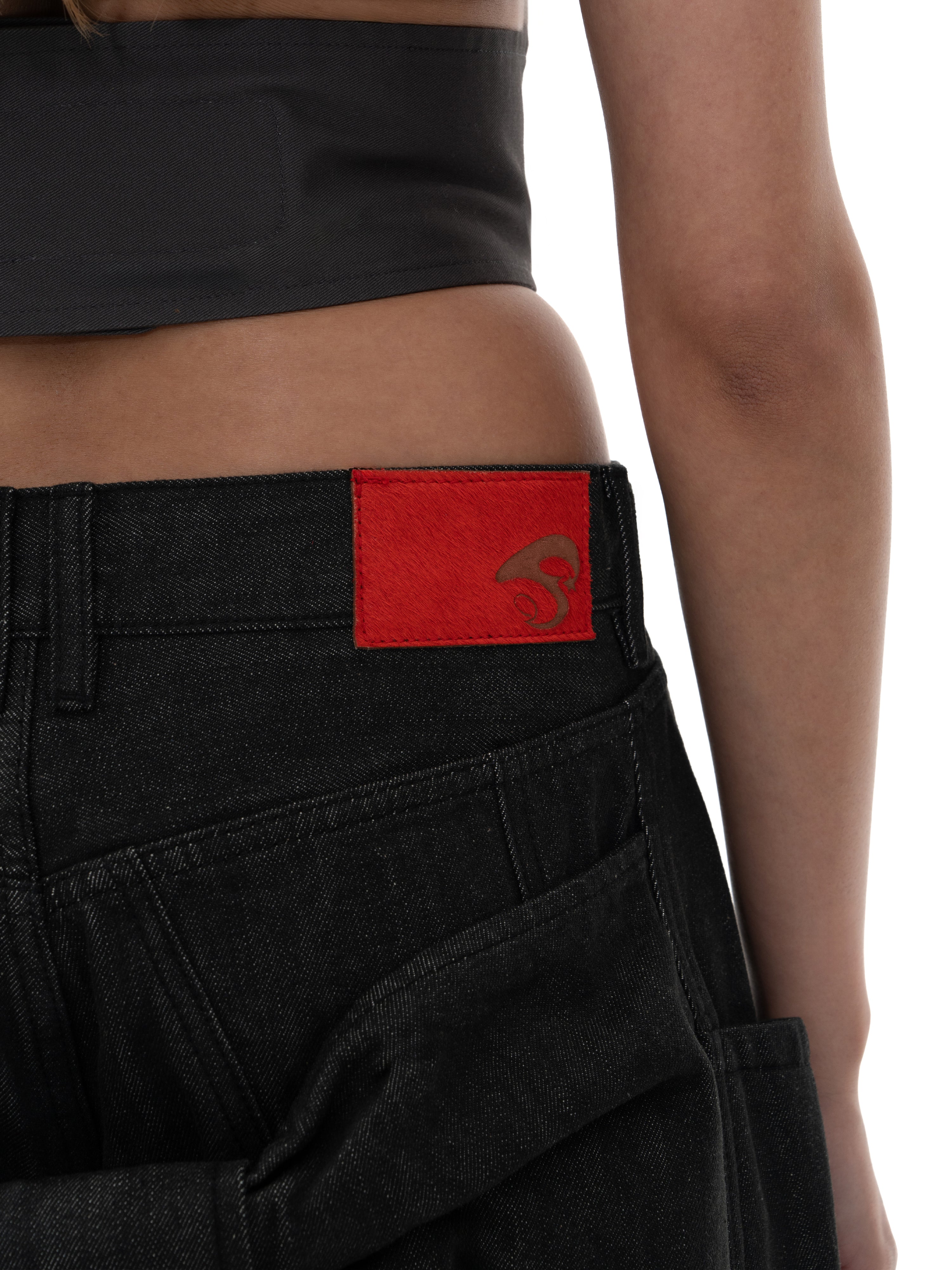Bowed up trouser- denim- bk