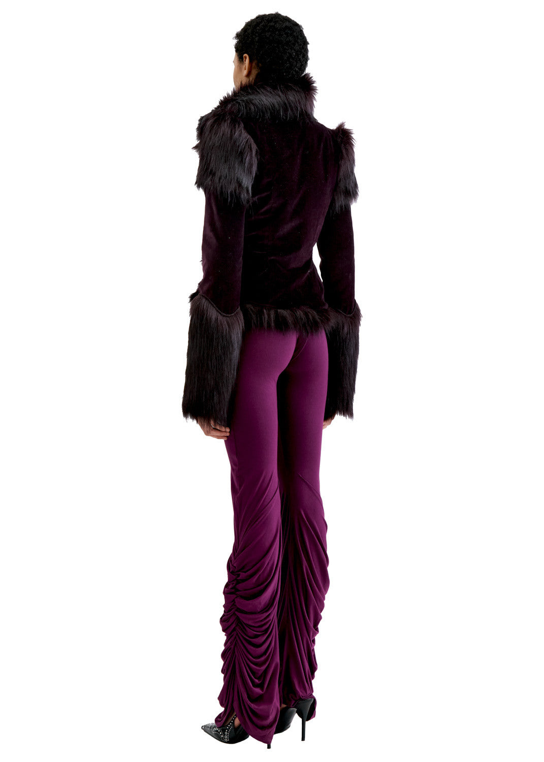 Asymmetric fur lined jacket