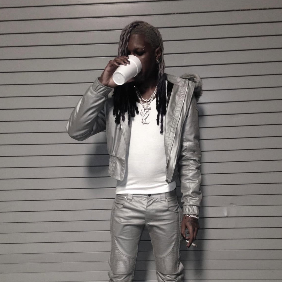 Silver hooded jacket