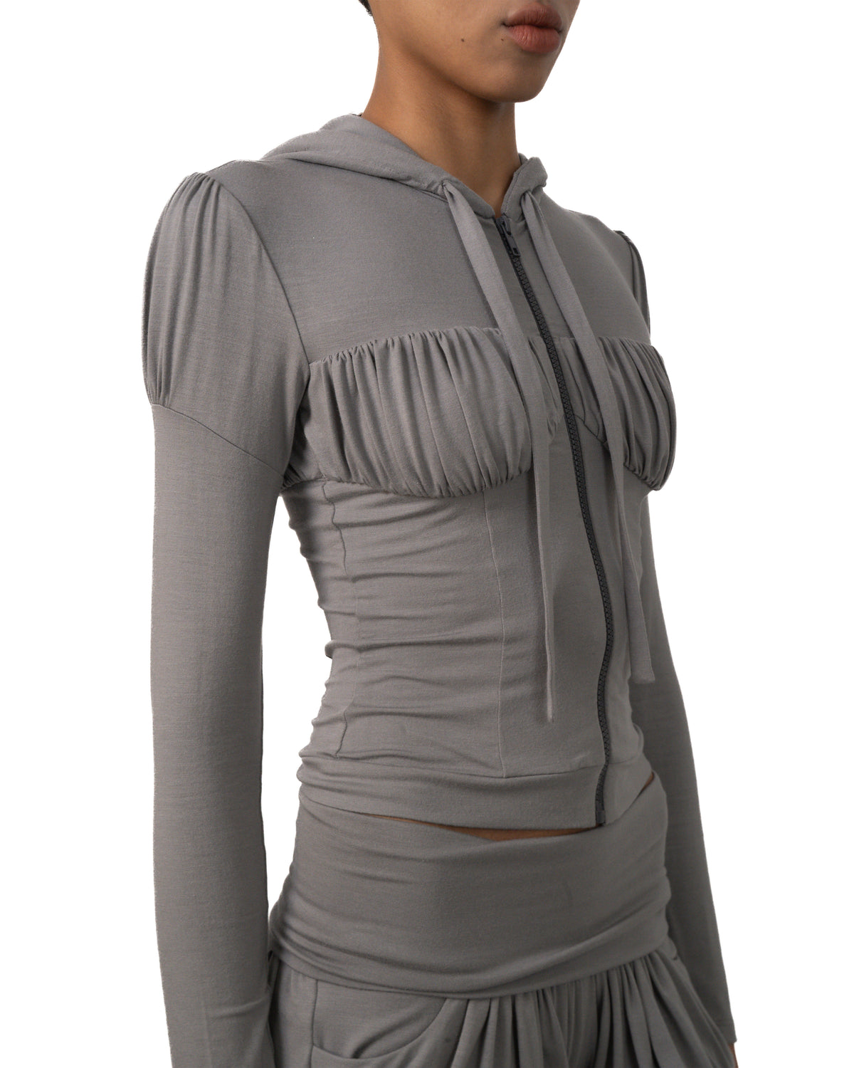 Ruched zip up jacket