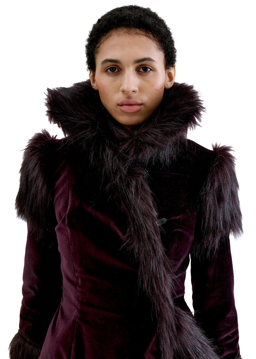 Asymmetric fur lined jacket