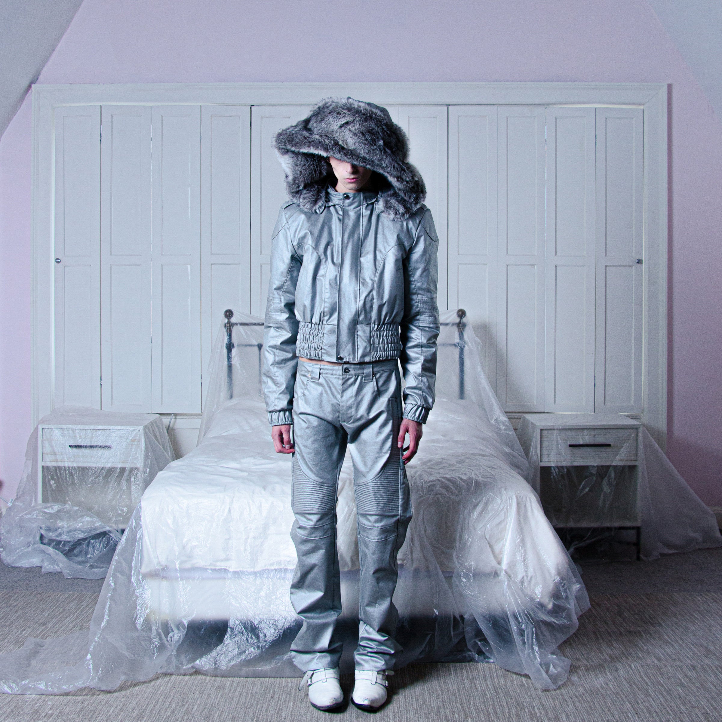 Silver hooded jacket