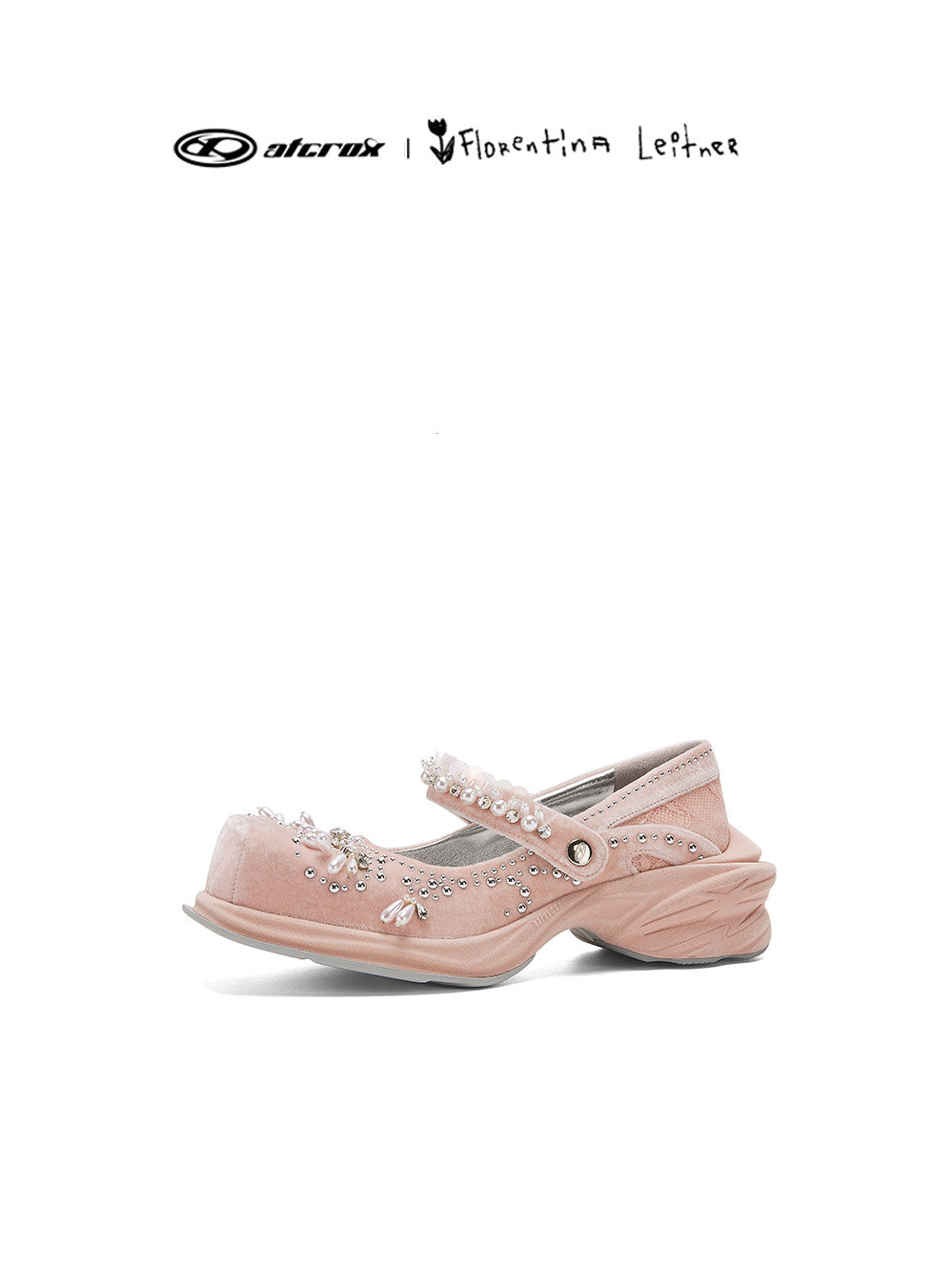 Velvet pearl shoes - pink